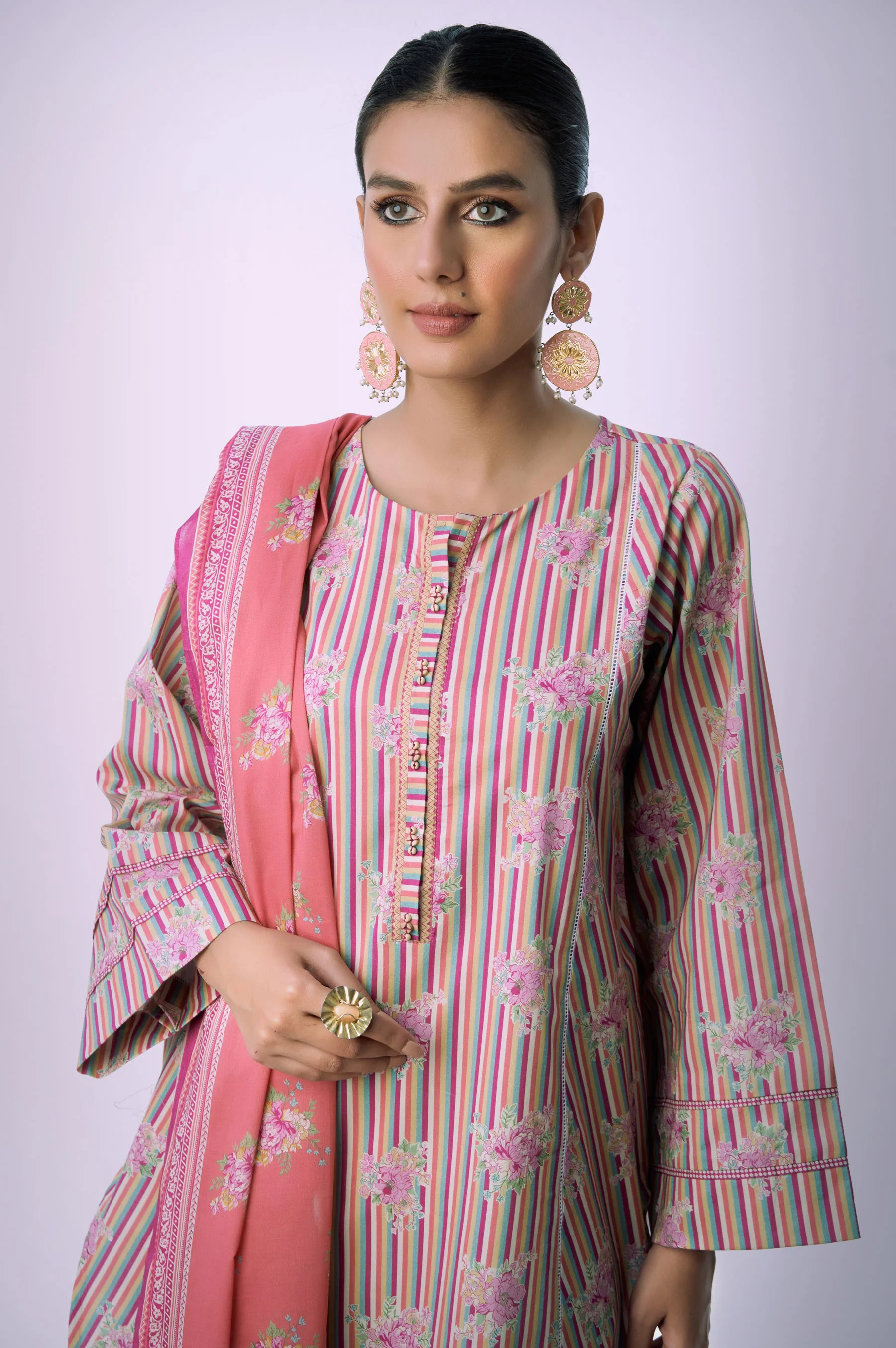 Unstitched 3 Piece Printed Lawn Suit - Image 4