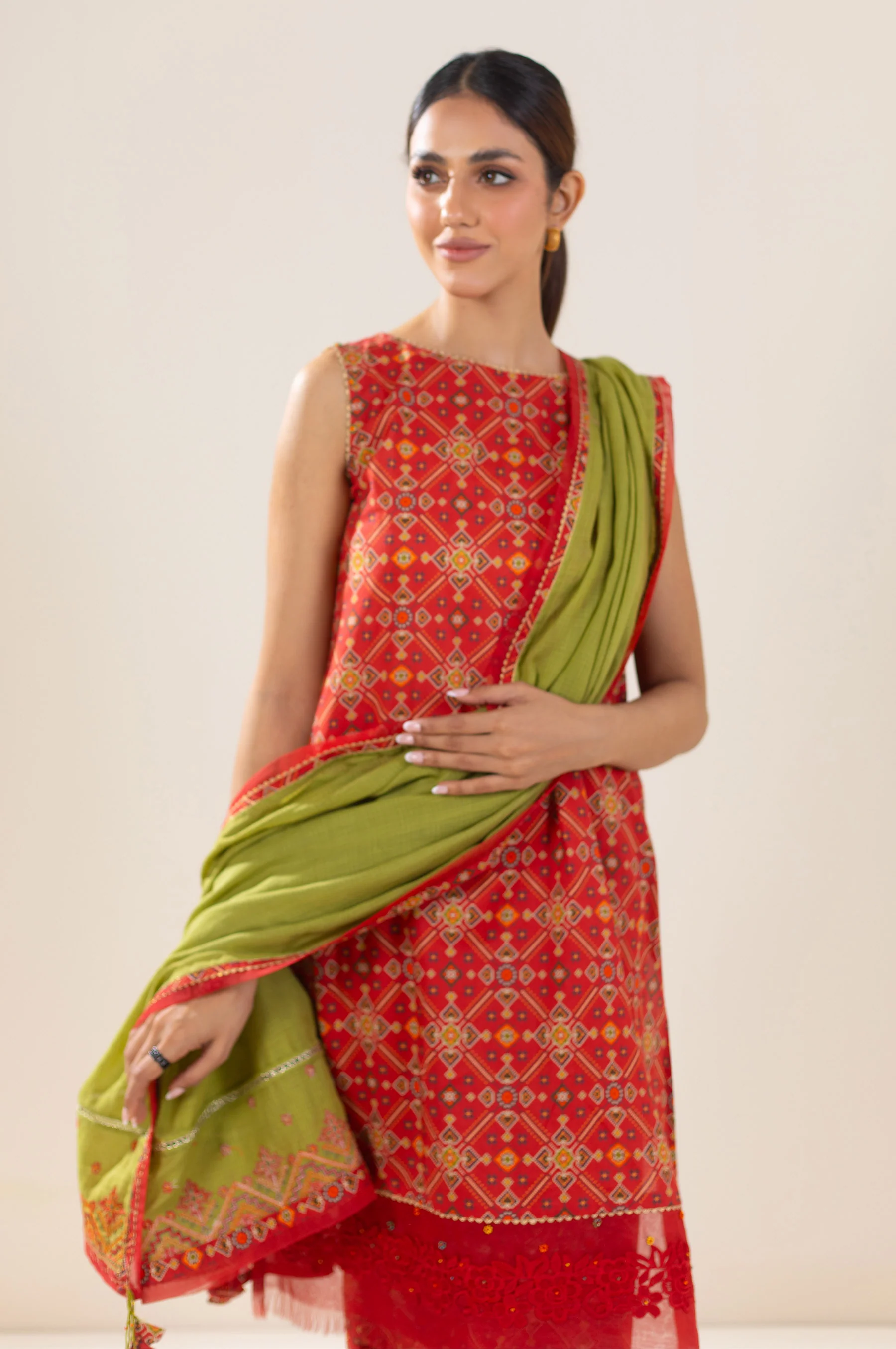 Unstitched 3 Piece Printed Lawn Suit - Image 2
