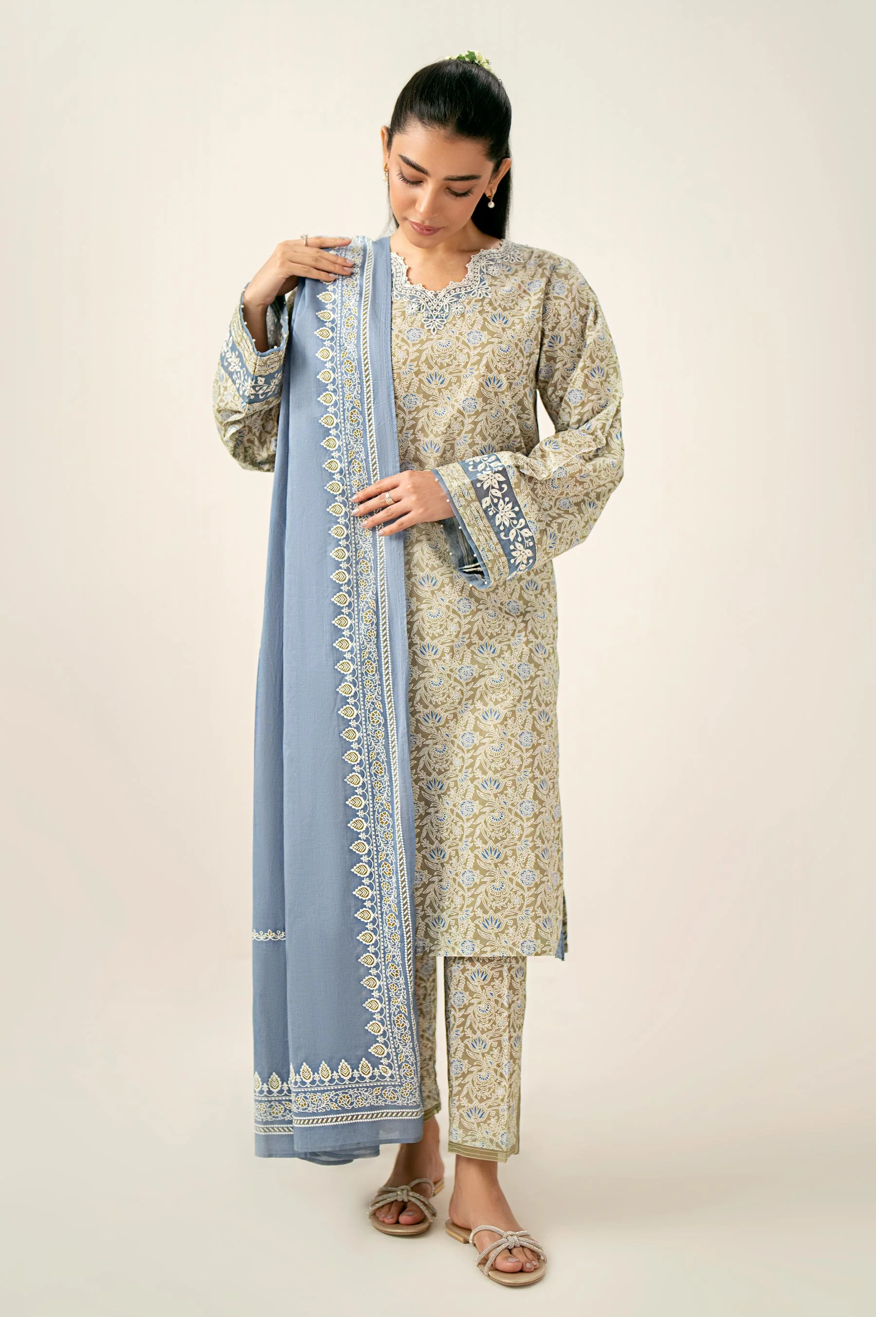 Unstitched 3 Piece Printed Lawn Suit - Image 2