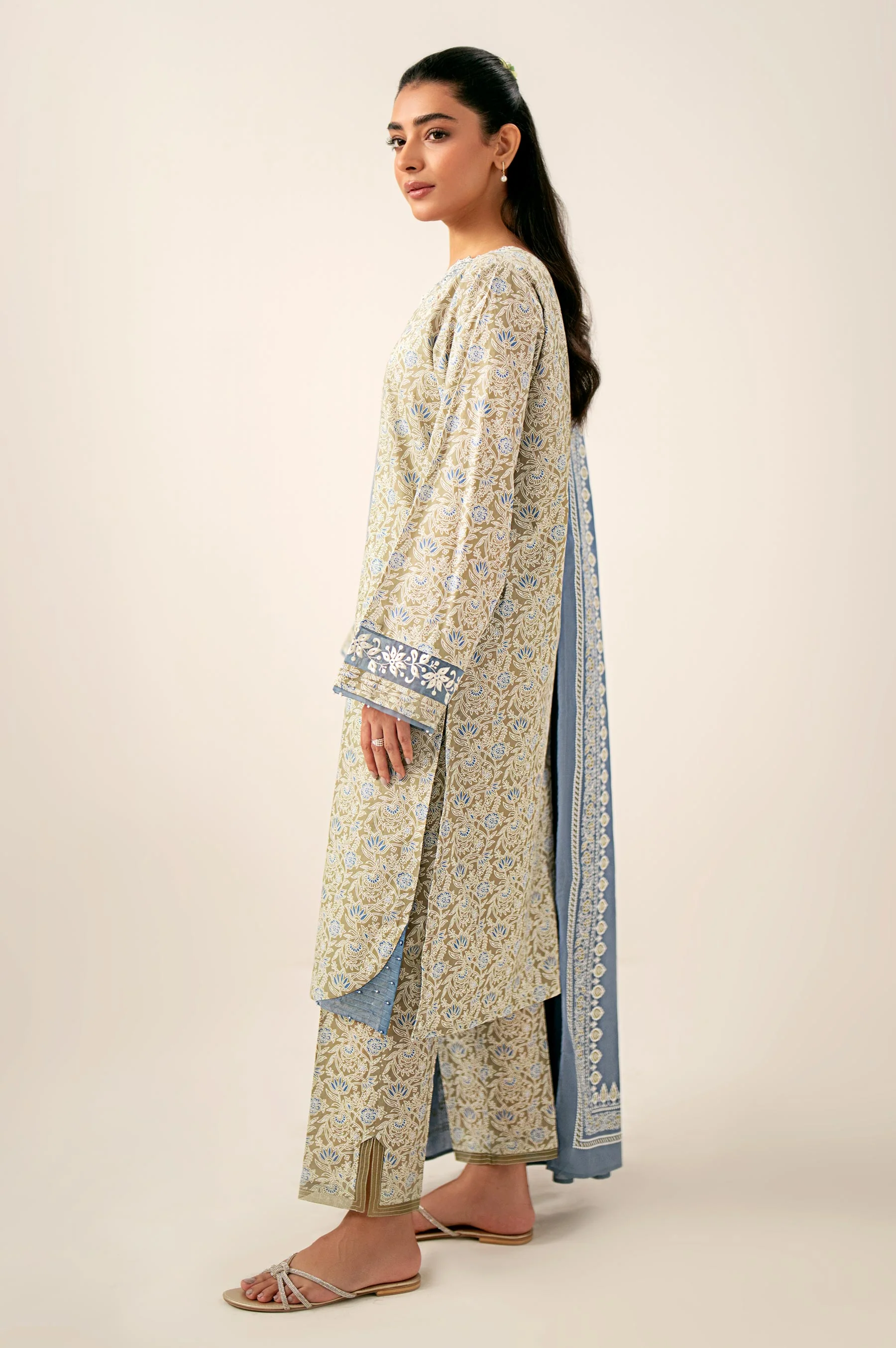 Unstitched 3 Piece Printed Lawn Suit - Image 6