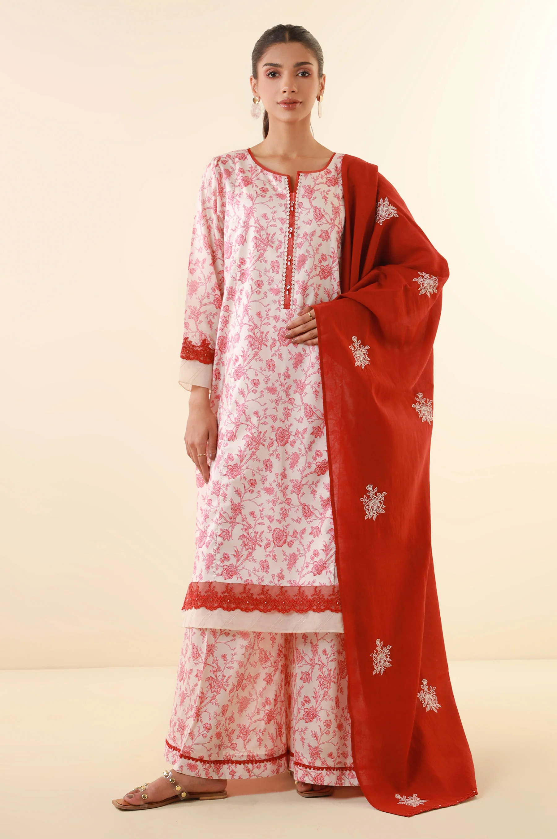 Unstitched 3 Piece Printed Lawn Suit - Image 4