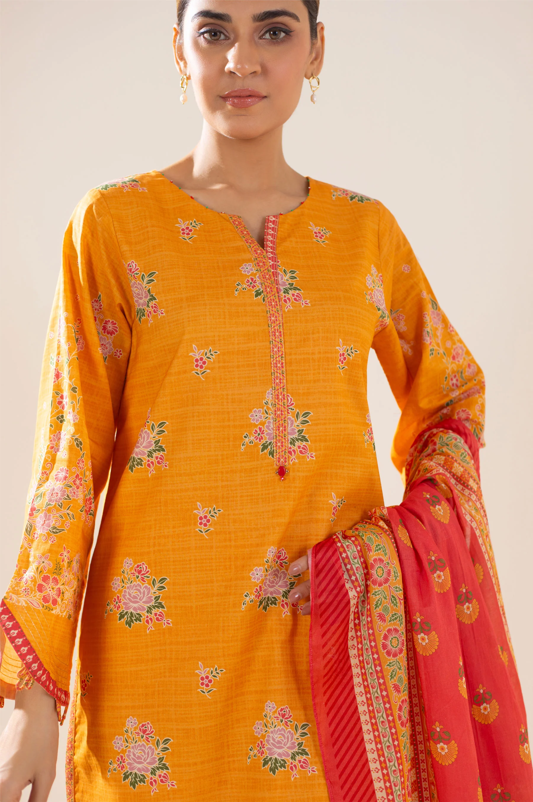 Unstitched 3 Piece Printed Lawn Suit - Image 5
