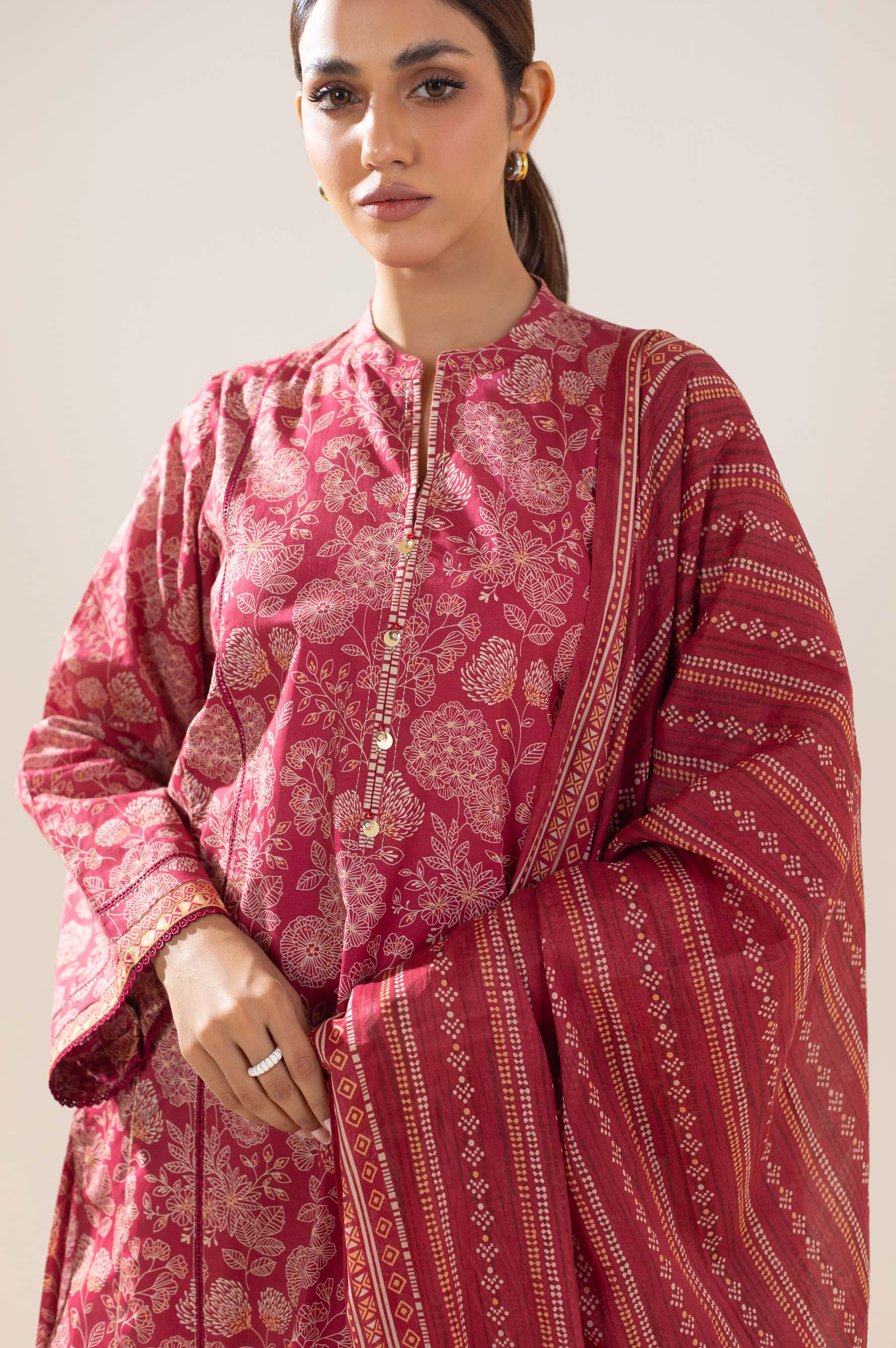 Unstitched 3 Piece Printed Lawn Suit - Image 5