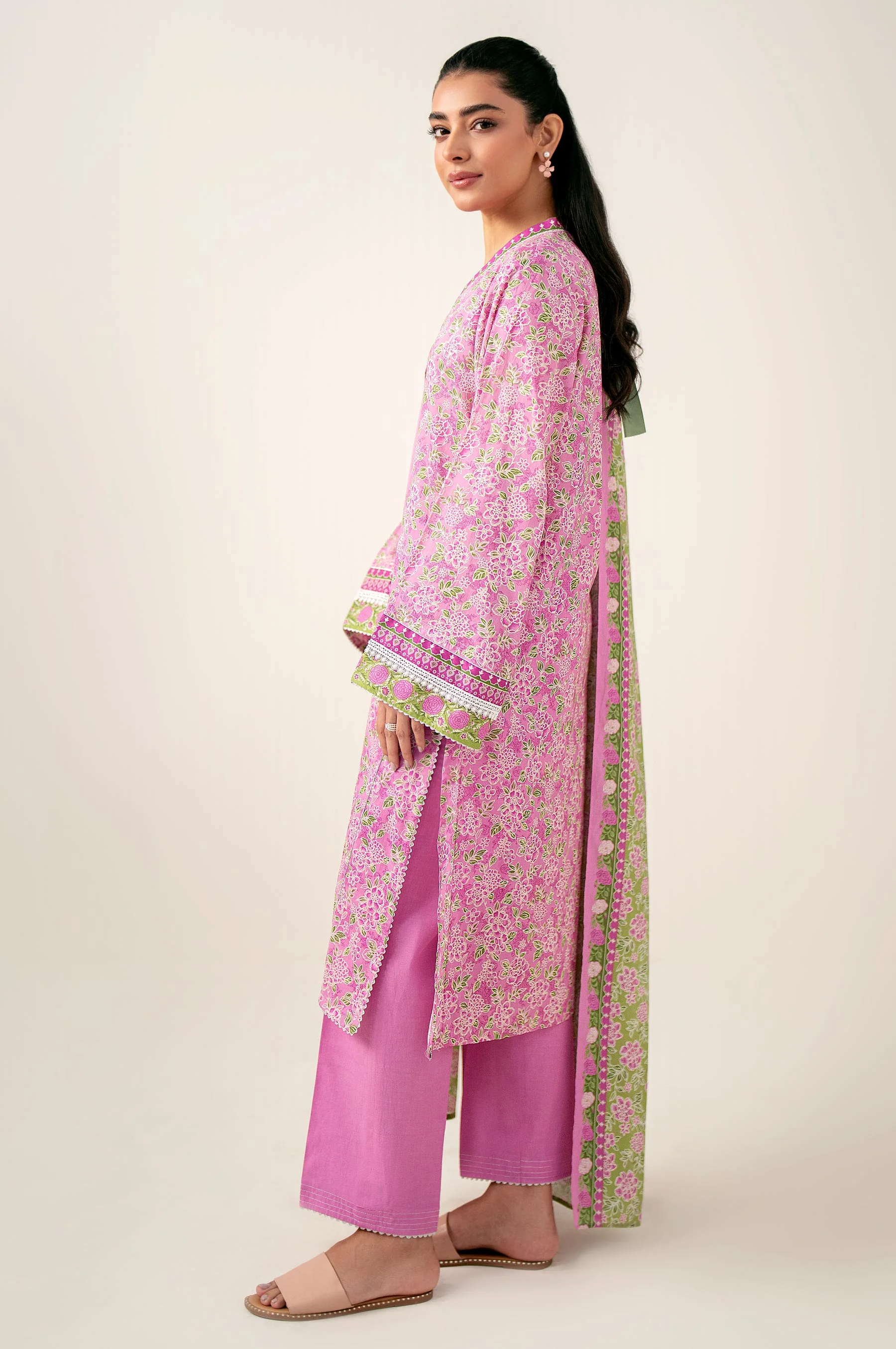 Unstitched 3 Piece Printed Lawn Shirt with Lawn Dupatta - Image 6