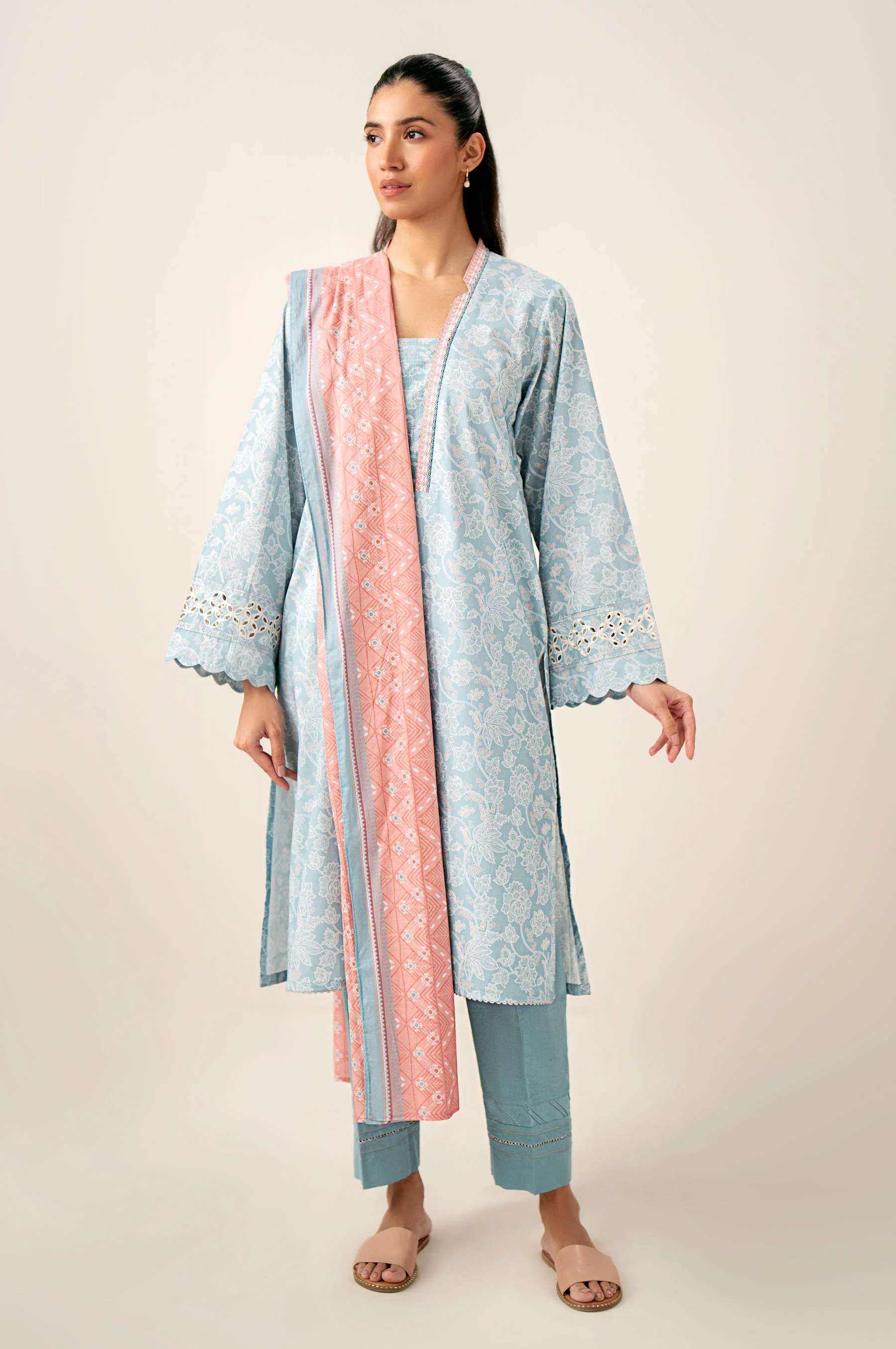 Unstitched 3 Piece Embroidered Lawn Shirt with Printed Lawn Dupatta