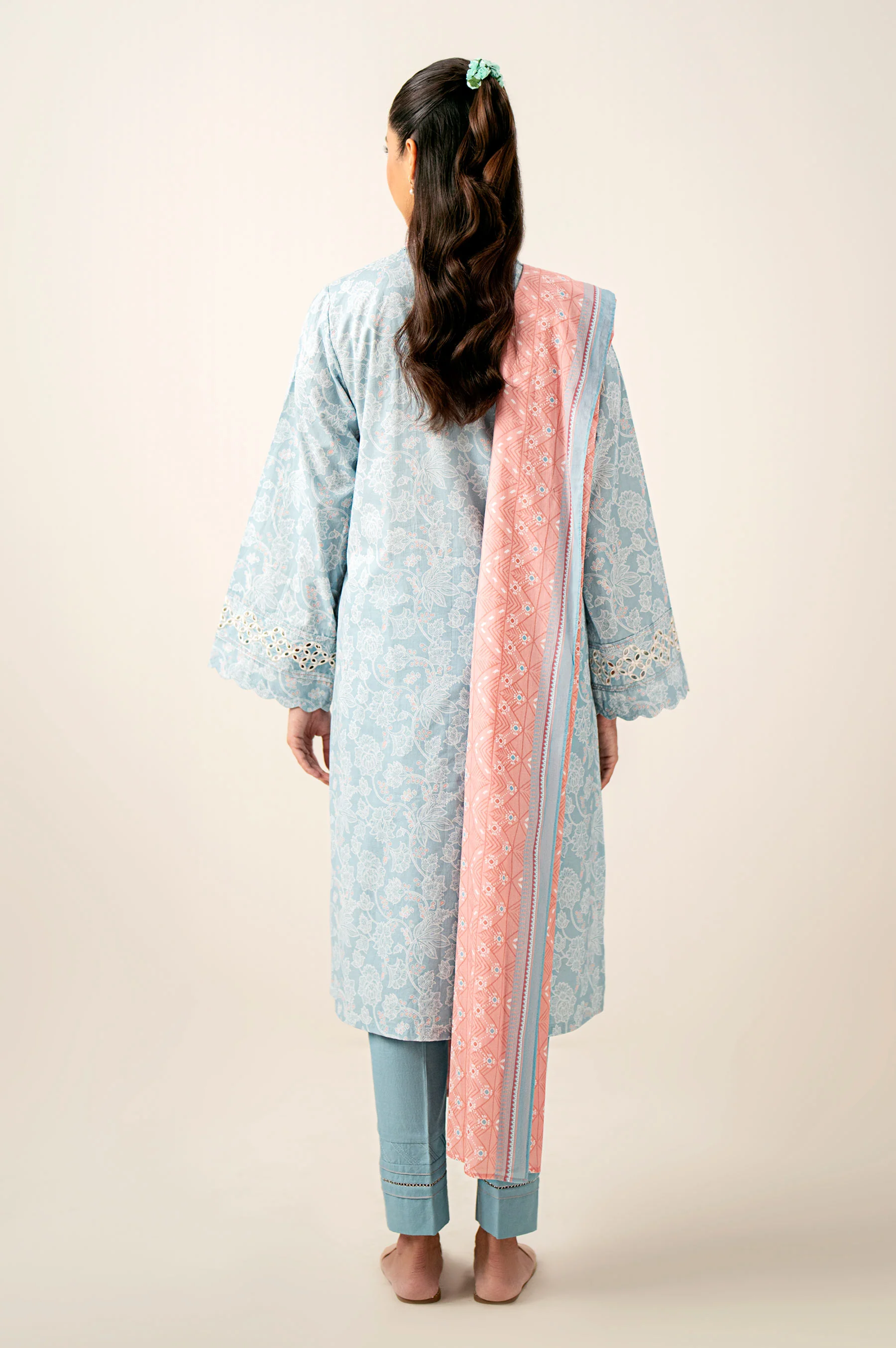 Unstitched 3 Piece Embroidered Lawn Shirt with Printed Lawn Dupatta - Image 3