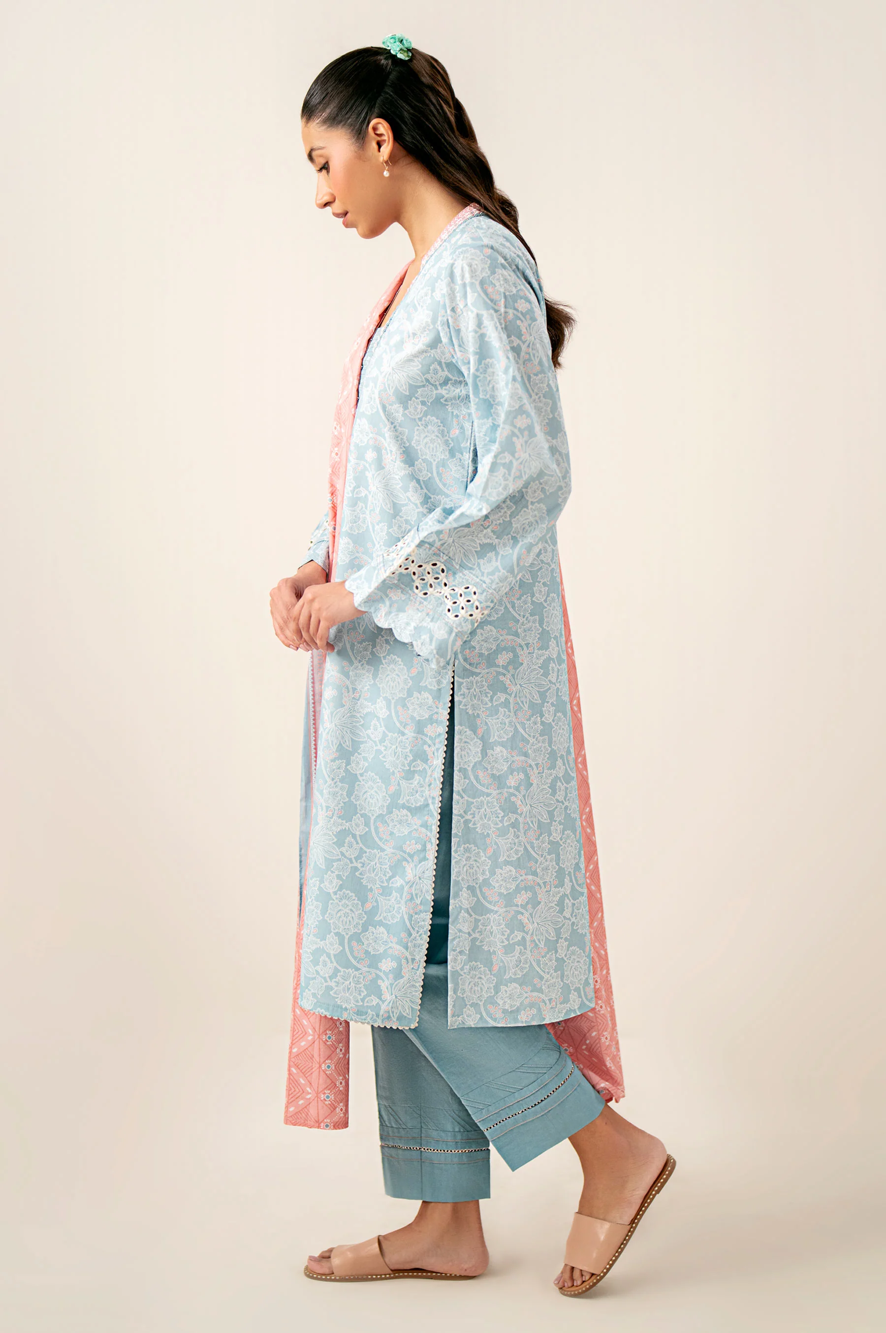 Unstitched 3 Piece Embroidered Lawn Shirt with Printed Lawn Dupatta - Image 6
