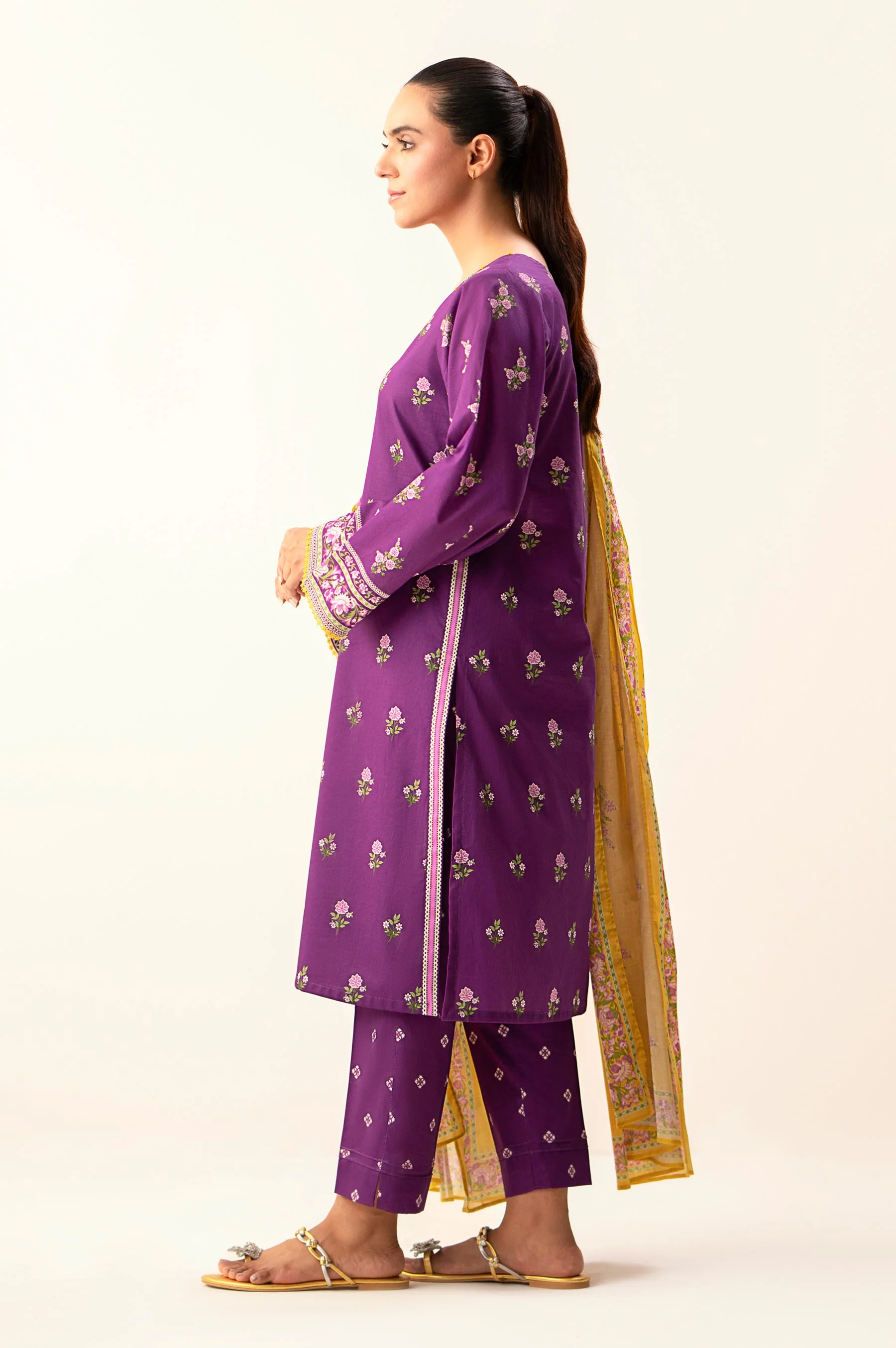 Unstitched 3 Piece Printed Lawn Suit - Image 2