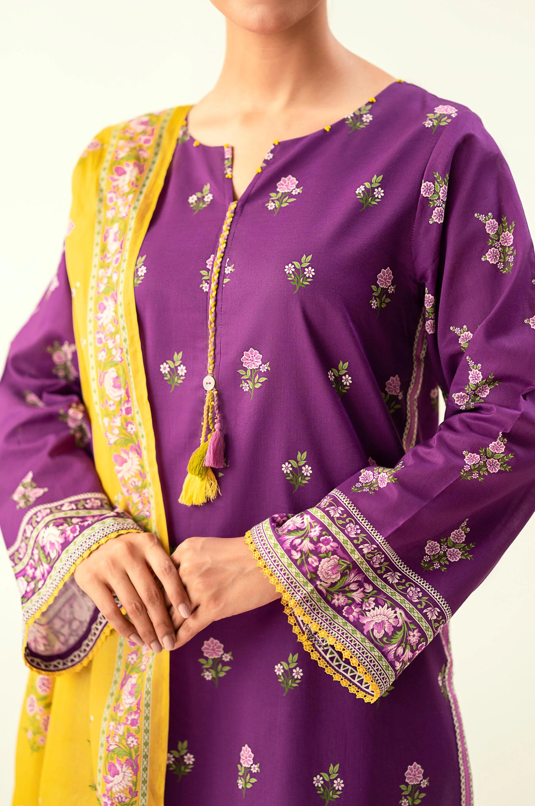 Unstitched 3 Piece Printed Lawn Suit - Image 5