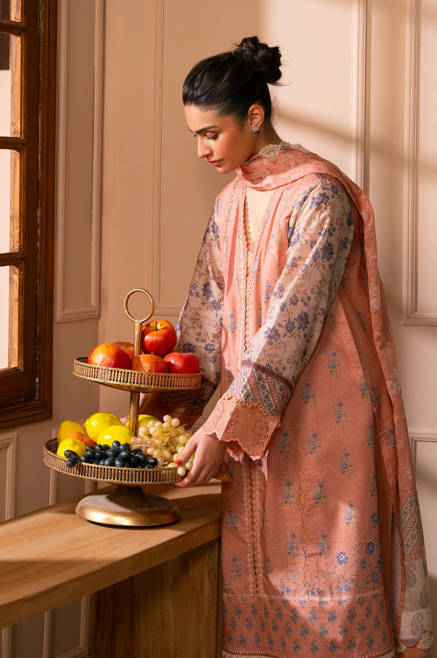 Unstitched 3 Piece Printed Lawn Suit - Image 3