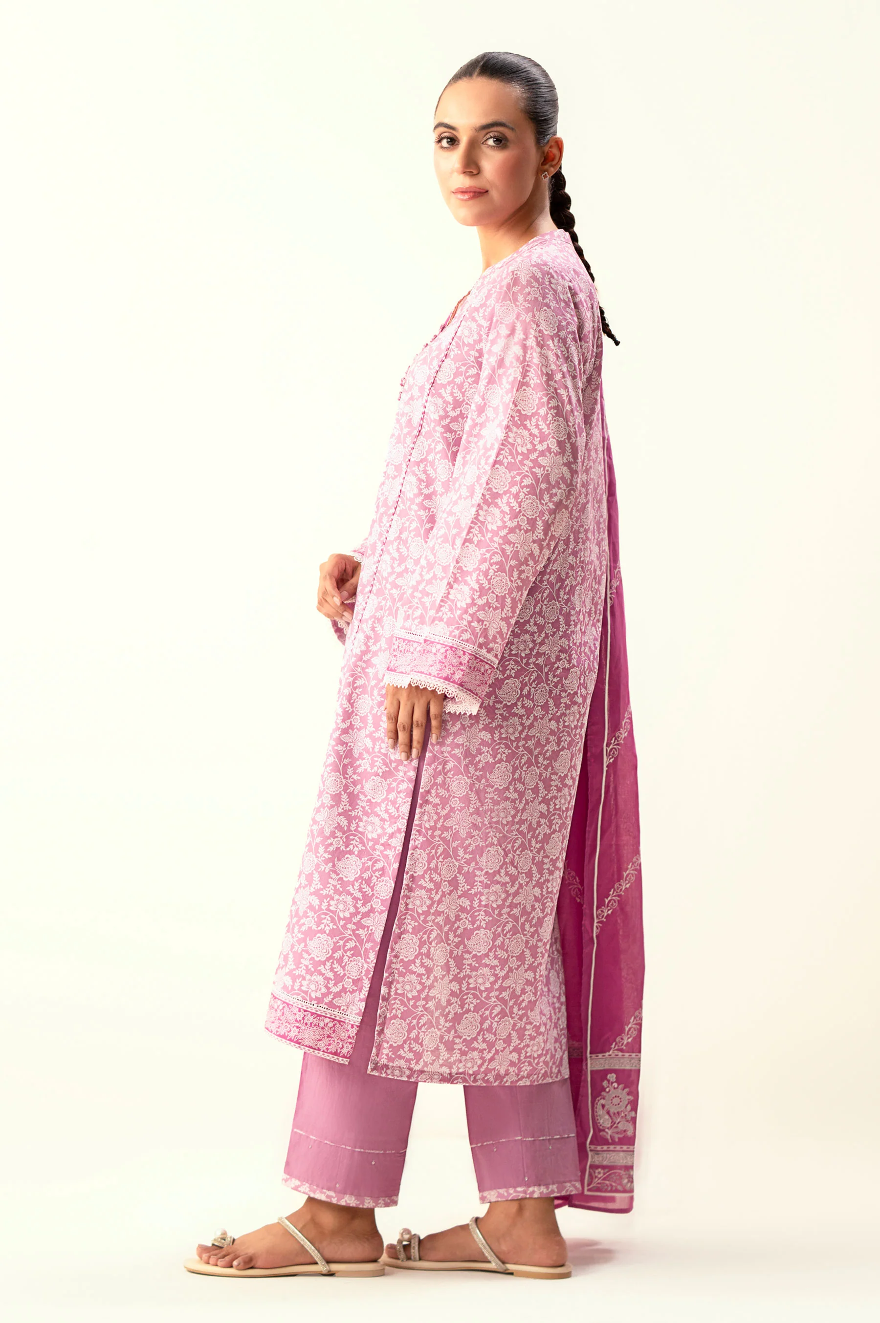 Unstitched 3 Piece Printed Lawn Suit - Image 2