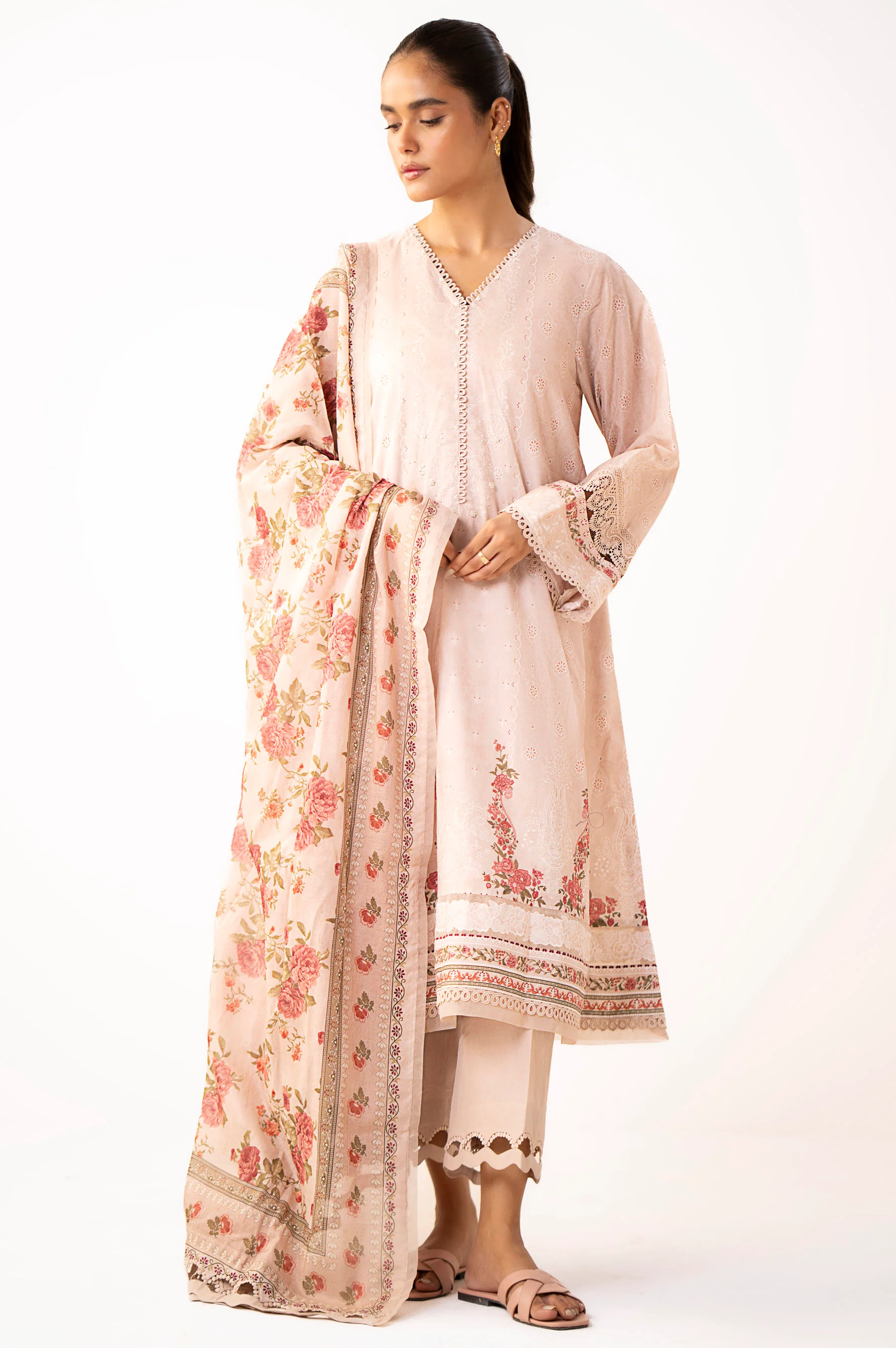 Unstitched 3 Piece Printed Lawn Suit - Image 5