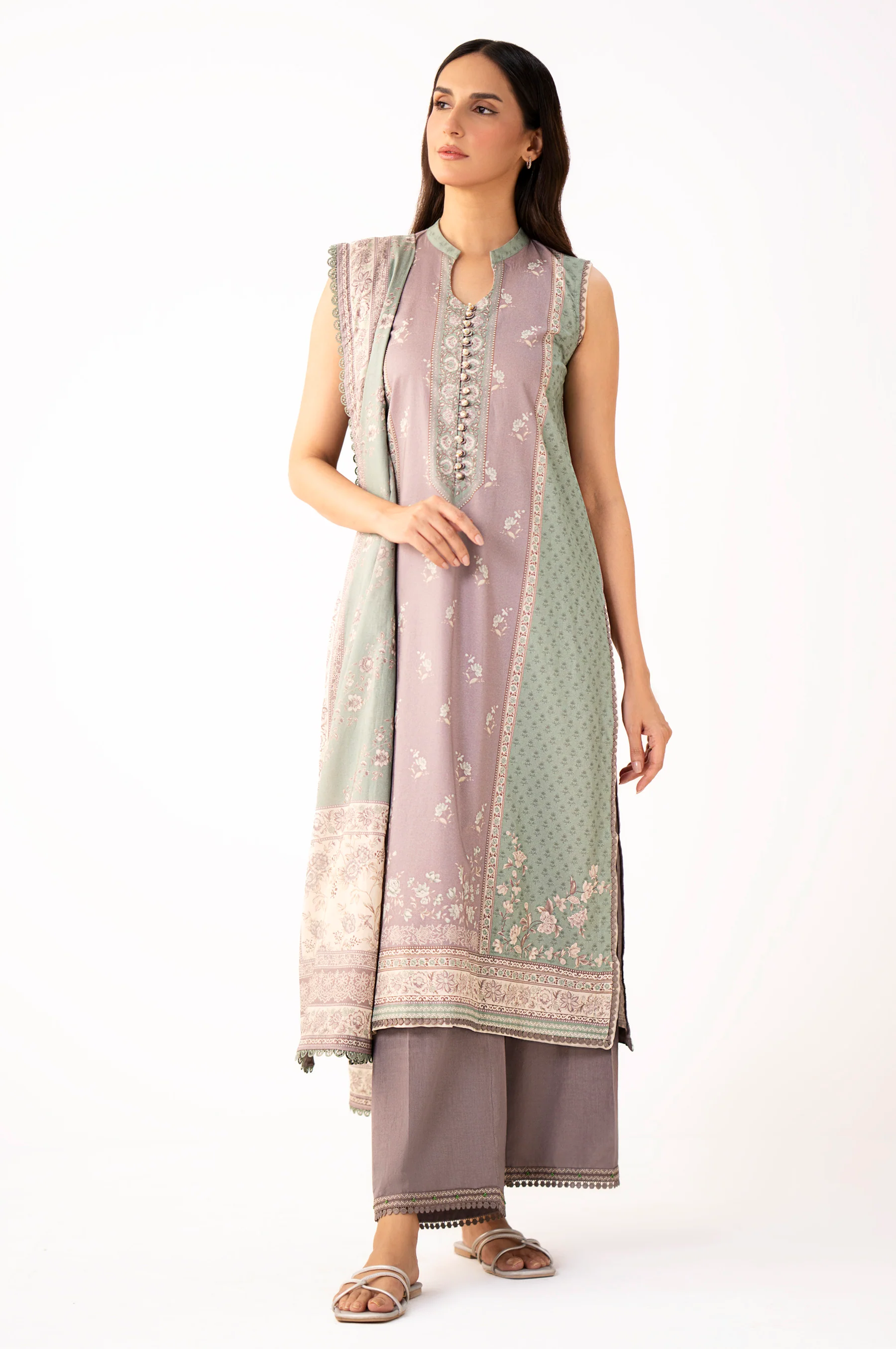 Unstitched 3 Piece Printed Lawn Suit - Image 5