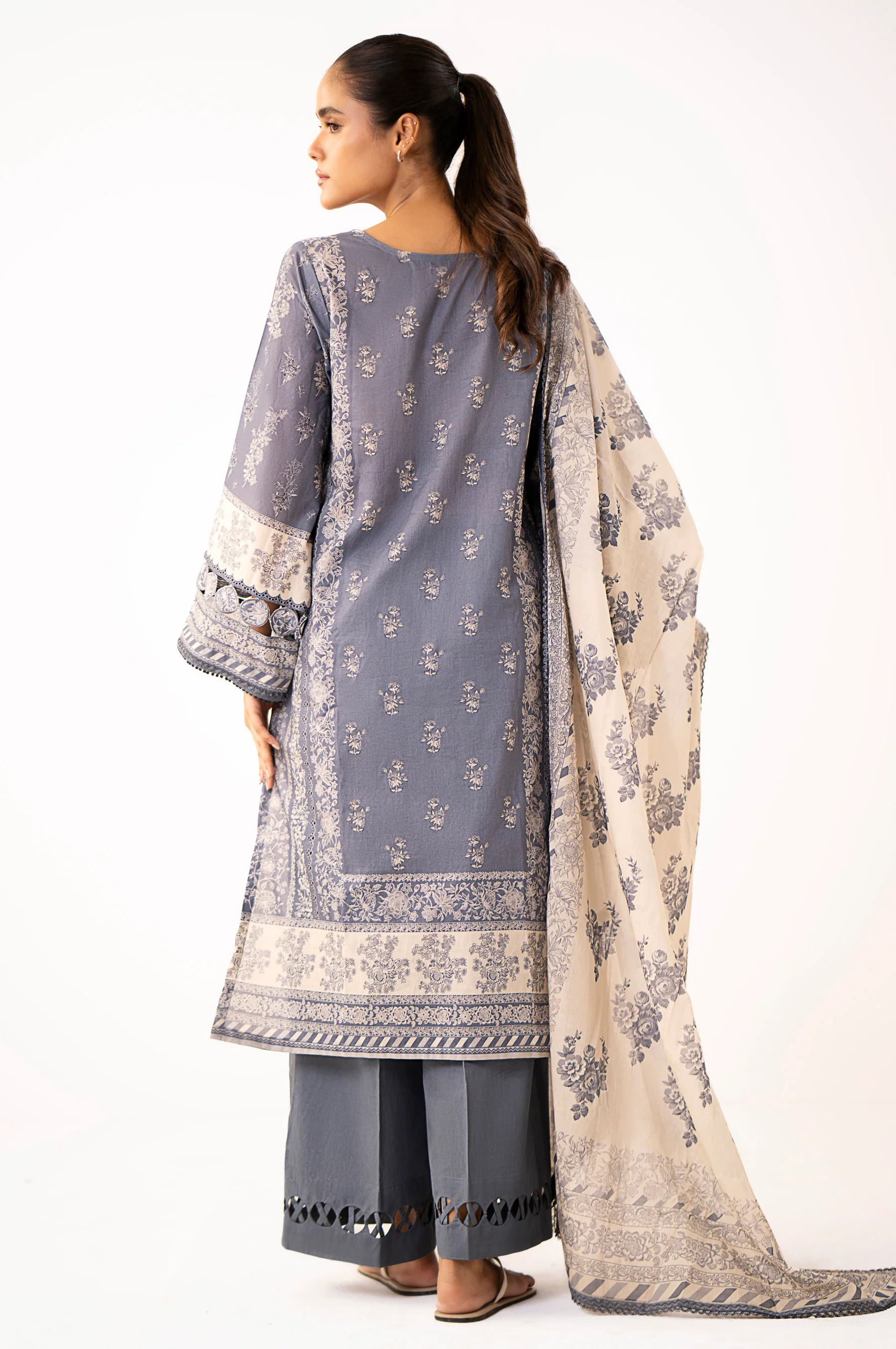 Unstitched 3 Piece Printed Lawn Suit - Image 4