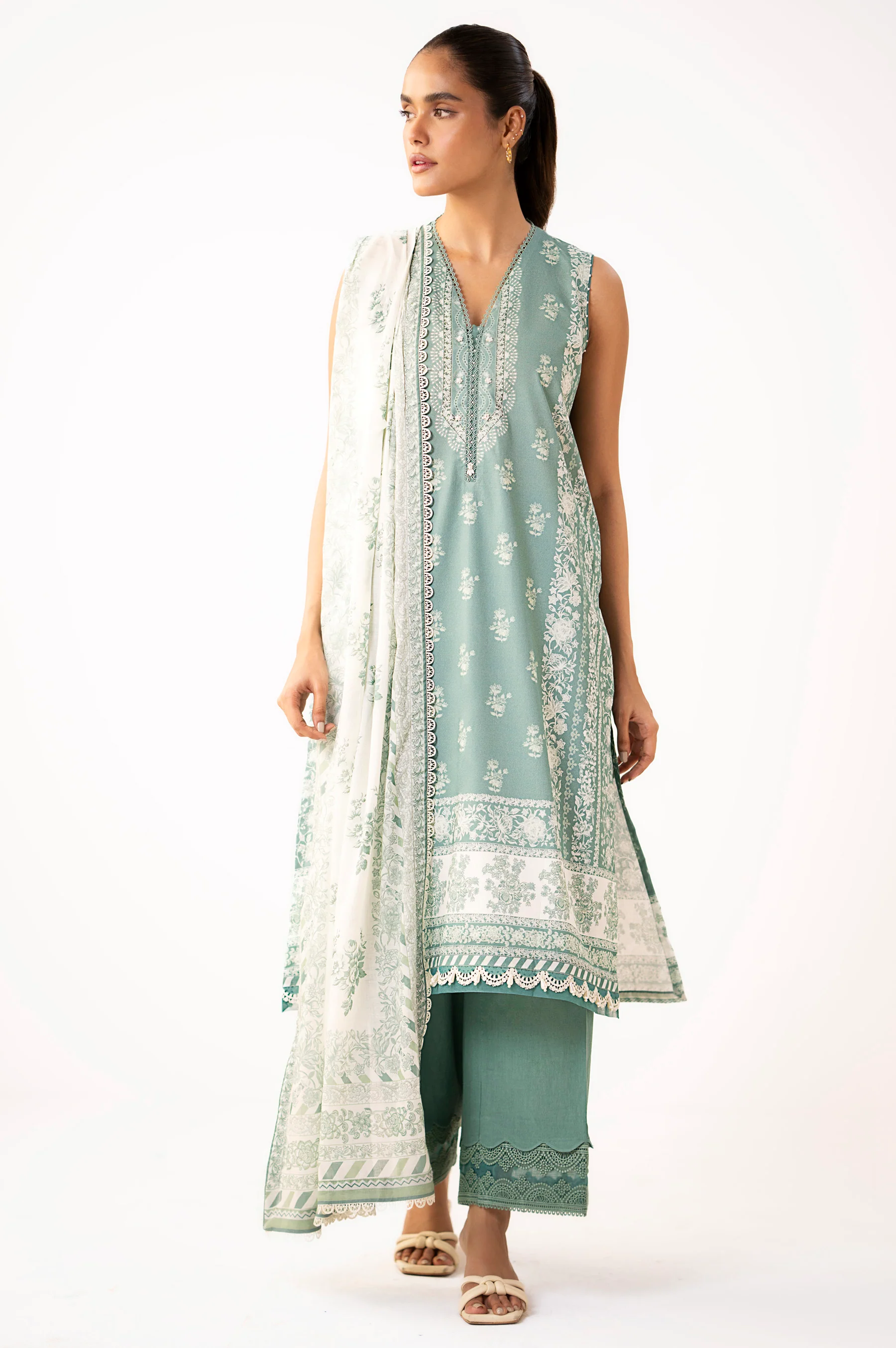 Unstitched 3 Piece Printed Lawn Suit - Image 5