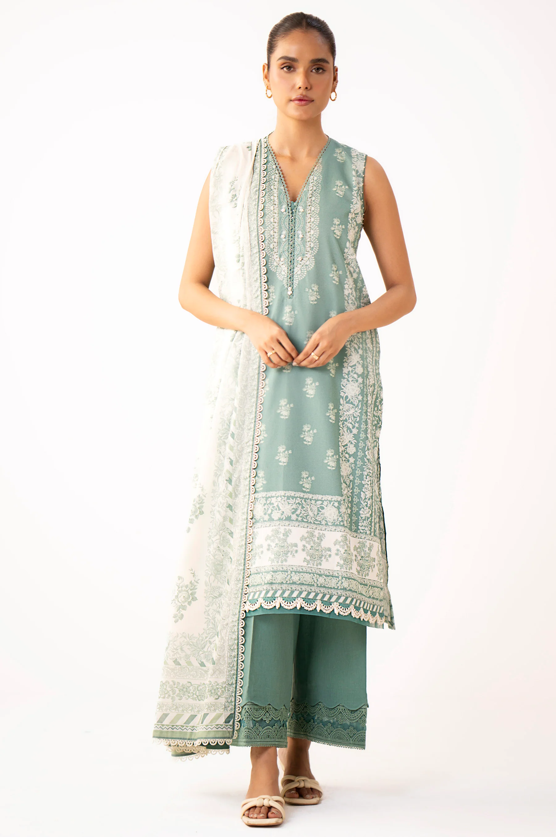 Unstitched 3 Piece Printed Lawn Suit - Image 6
