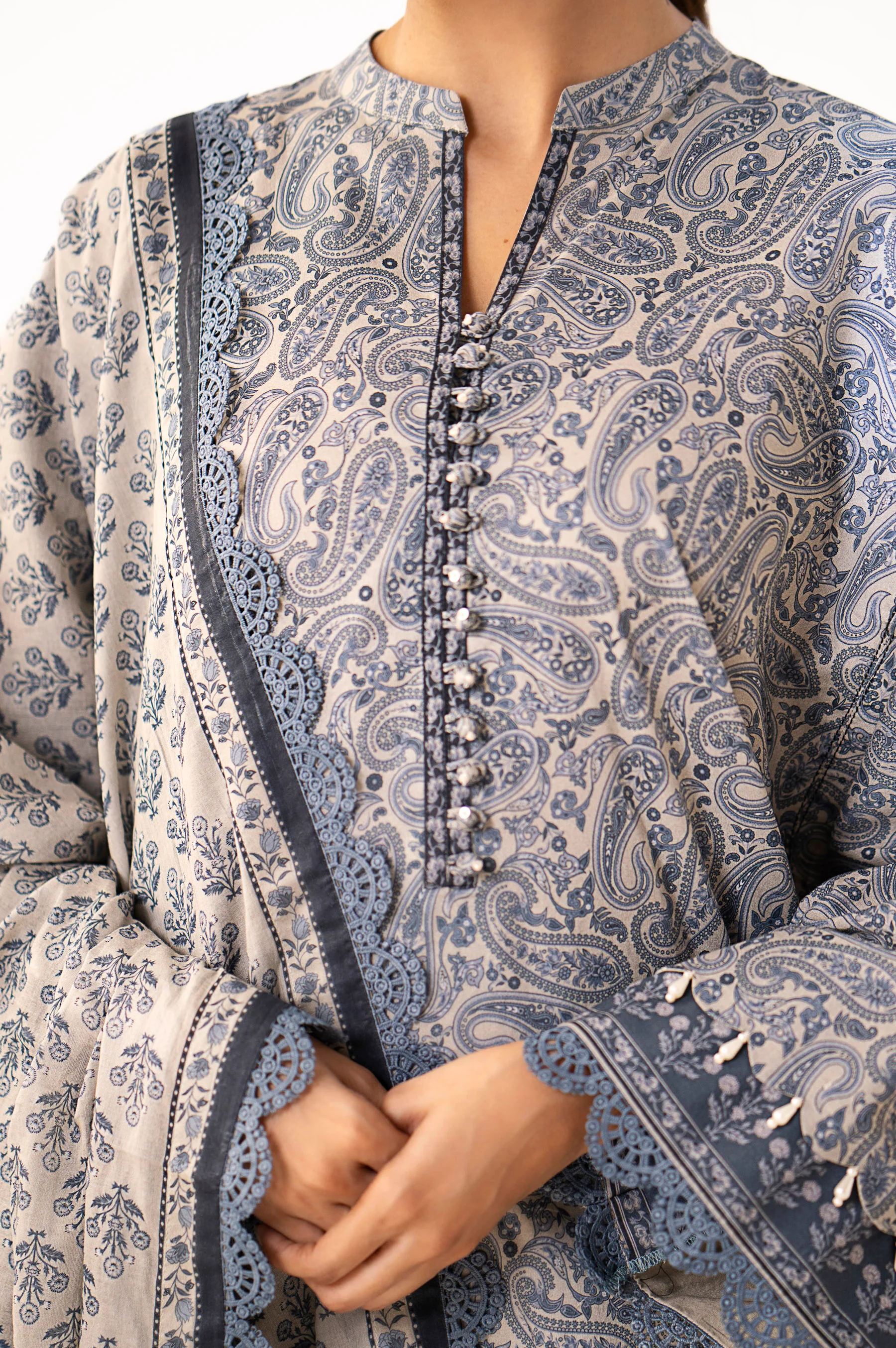 Unstitched 3 Piece Printed Lawn Suit - Image 2