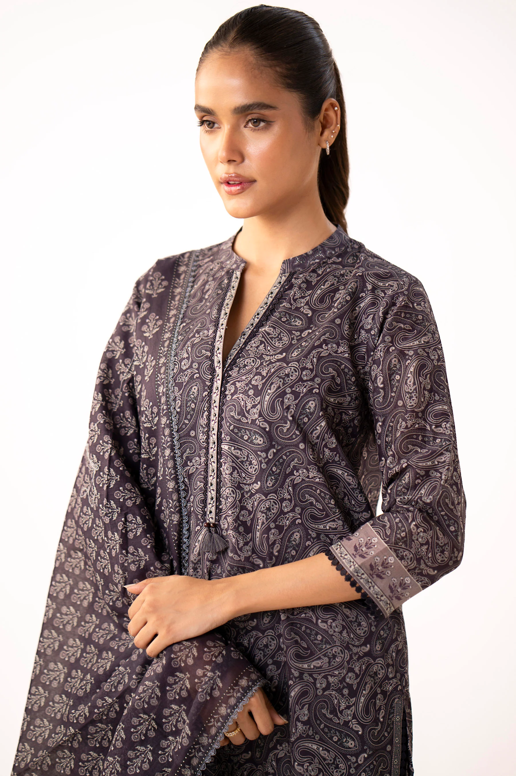 Unstitched 3 Piece Printed Lawn Suit - Image 3