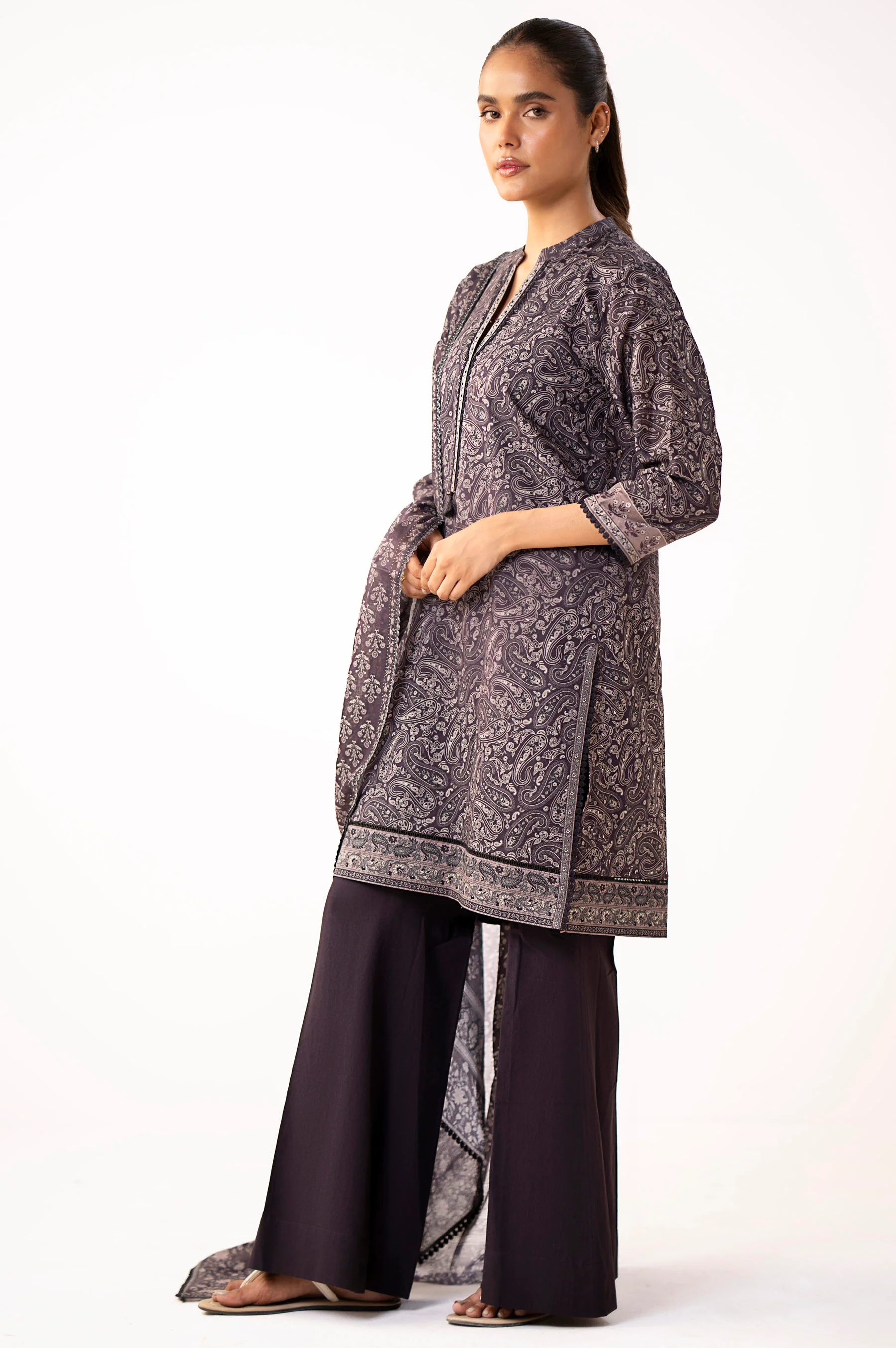 Unstitched 3 Piece Printed Lawn Suit - Image 5