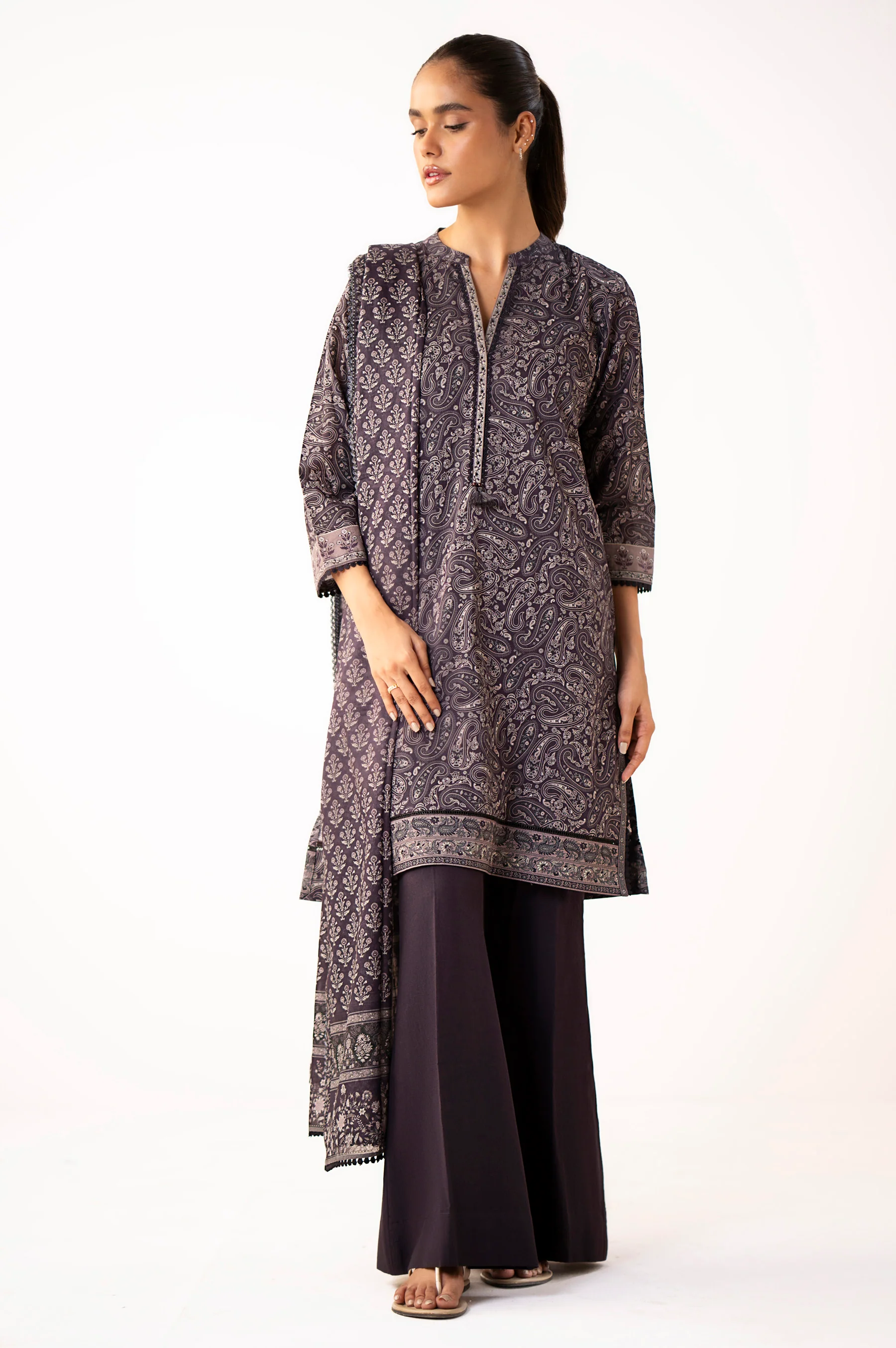 Unstitched 3 Piece Printed Lawn Suit - Image 6