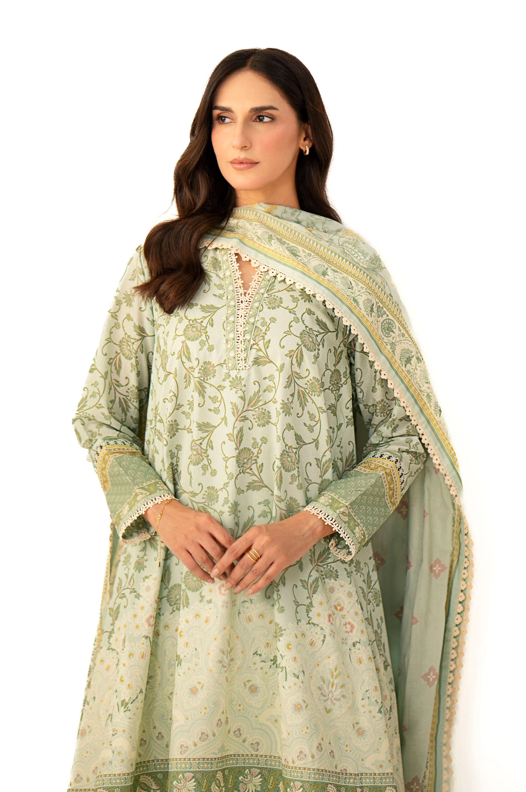 Unstitched 3 Piece Printed Lawn Suit - Image 3