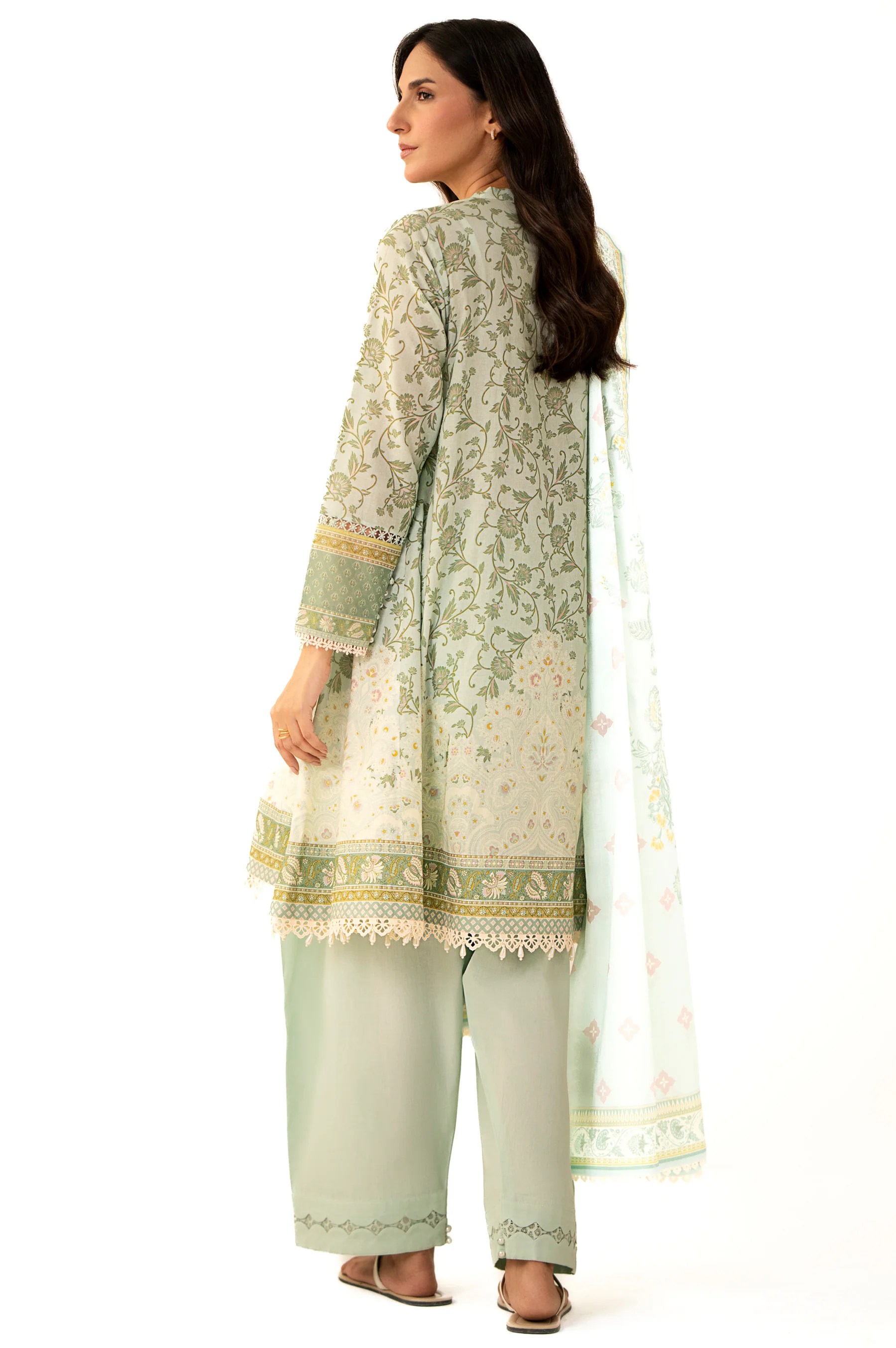 Unstitched 3 Piece Printed Lawn Suit - Image 4