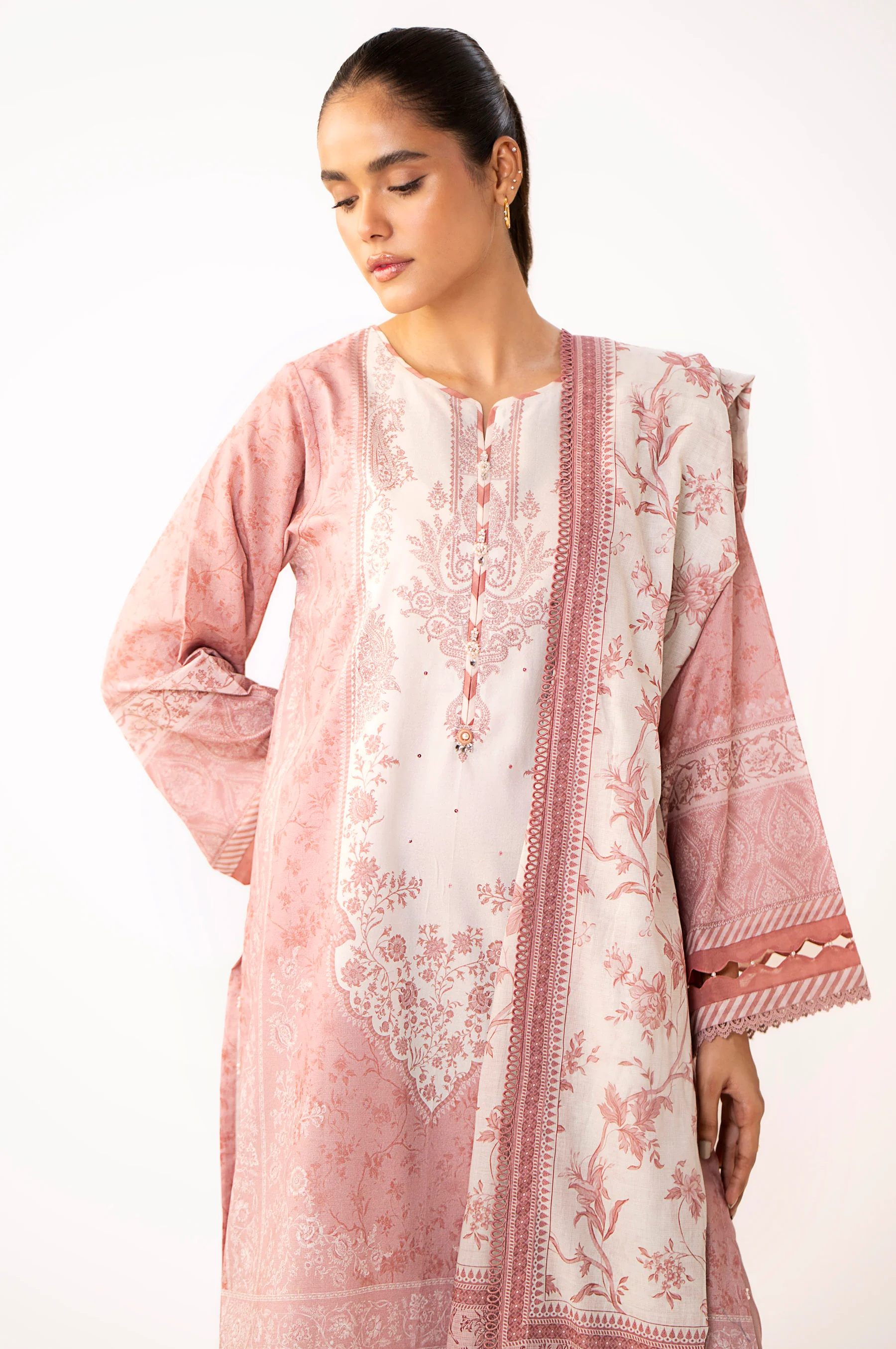 Unstitched 3 Piece Printed Lawn Suit - Image 2