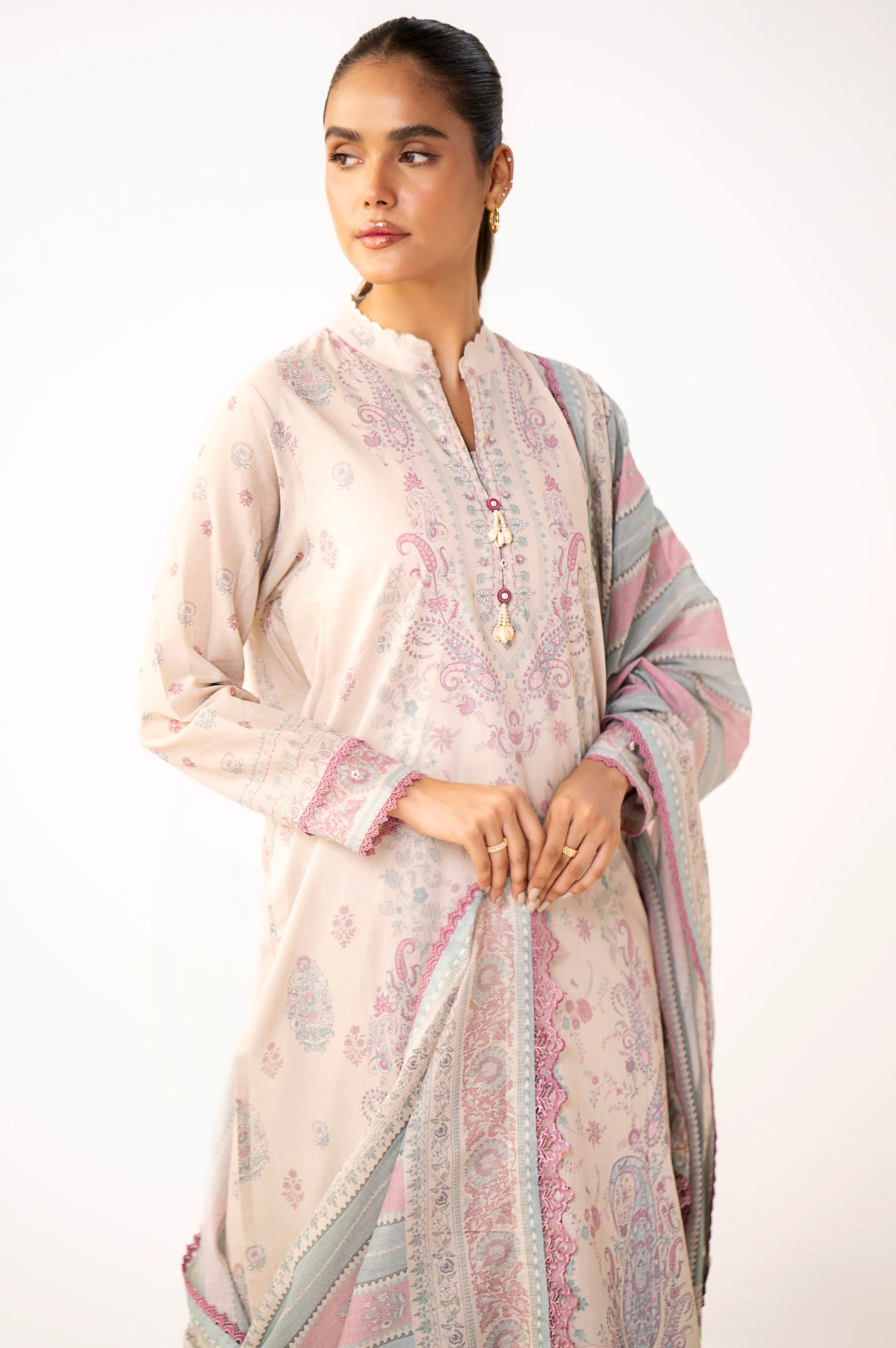 Unstitched 3 Piece Printed Lawn Suit - Image 2