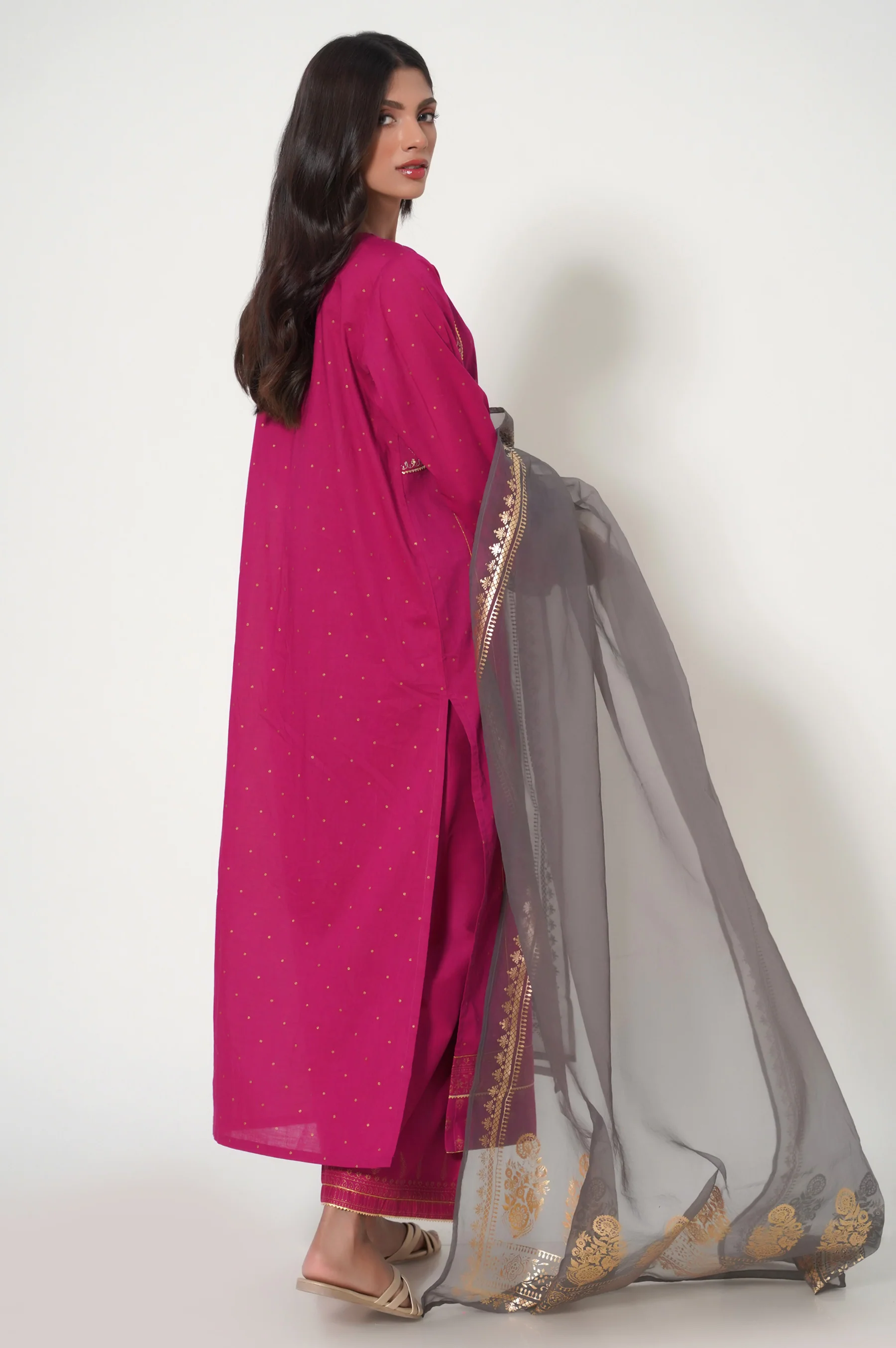 Unstitched 3 Piece Embroidered Lawn Suit - Image 4