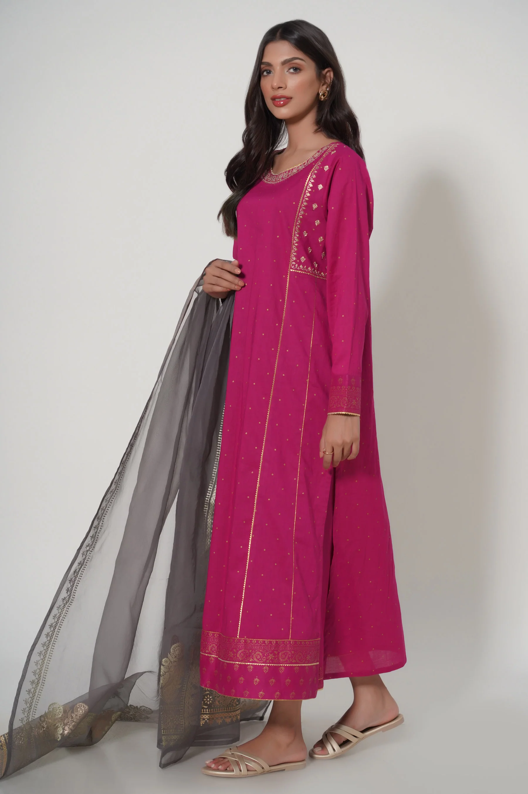 Unstitched 3 Piece Embroidered Lawn Suit - Image 6