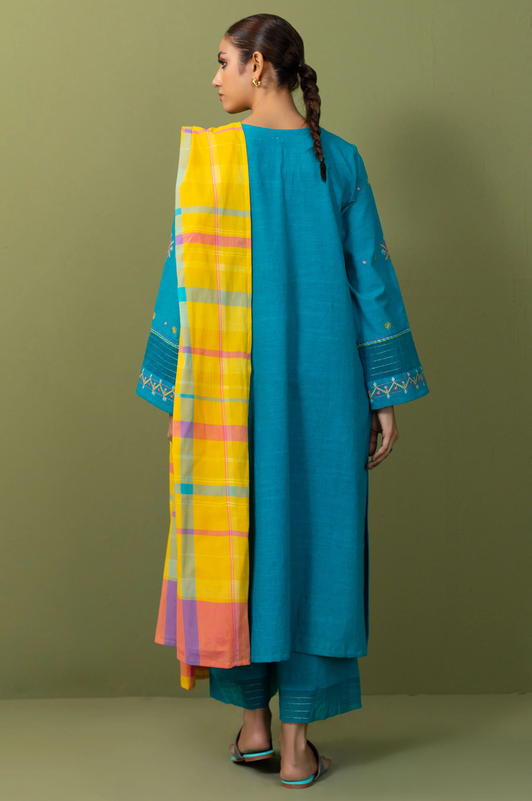 Unstitched 3 Piece Textured Slub Suit - Image 4