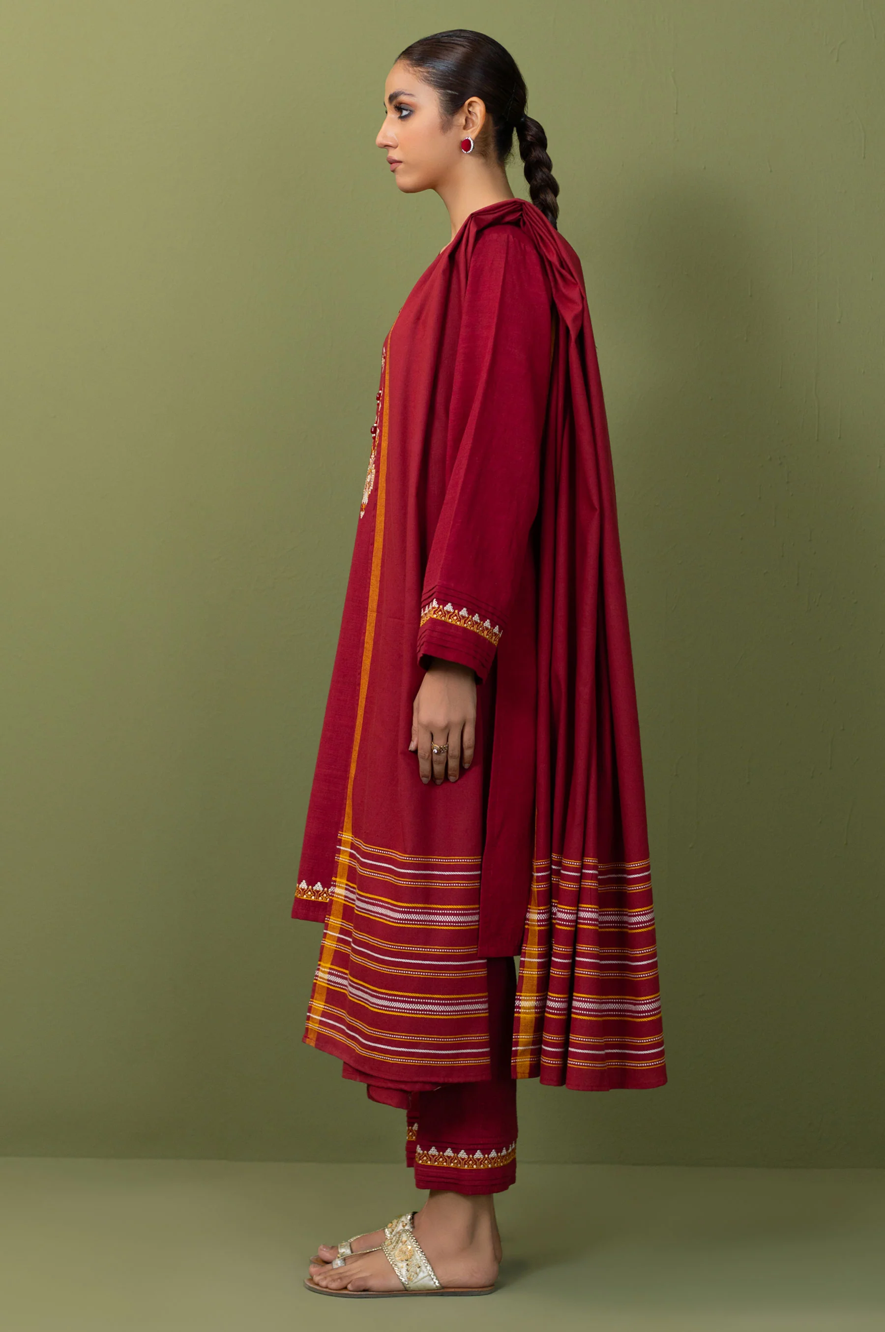 Unstitched 3 Piece Textured Slub Suit - Image 3