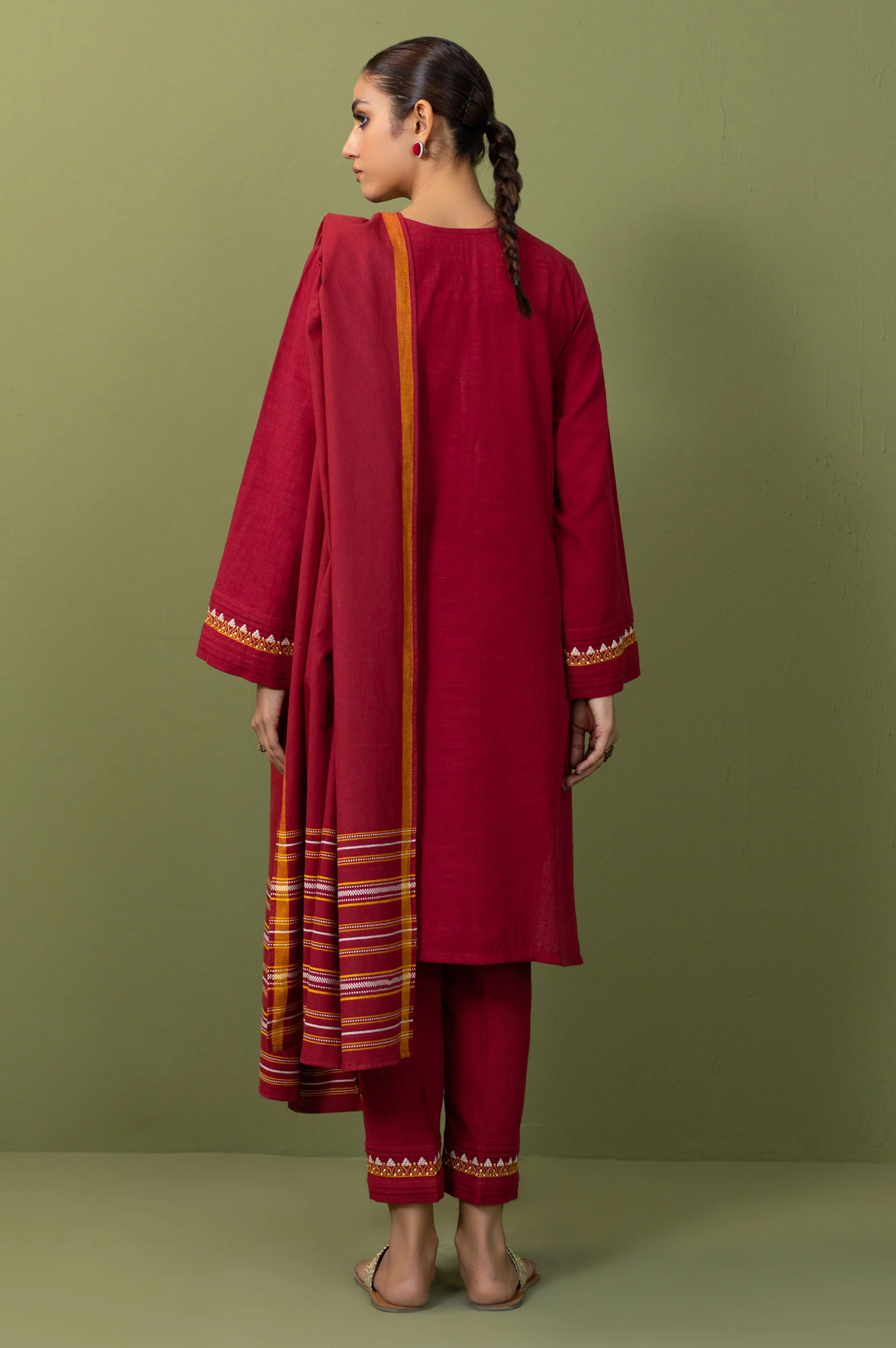 Unstitched 3 Piece Textured Slub Suit - Image 4