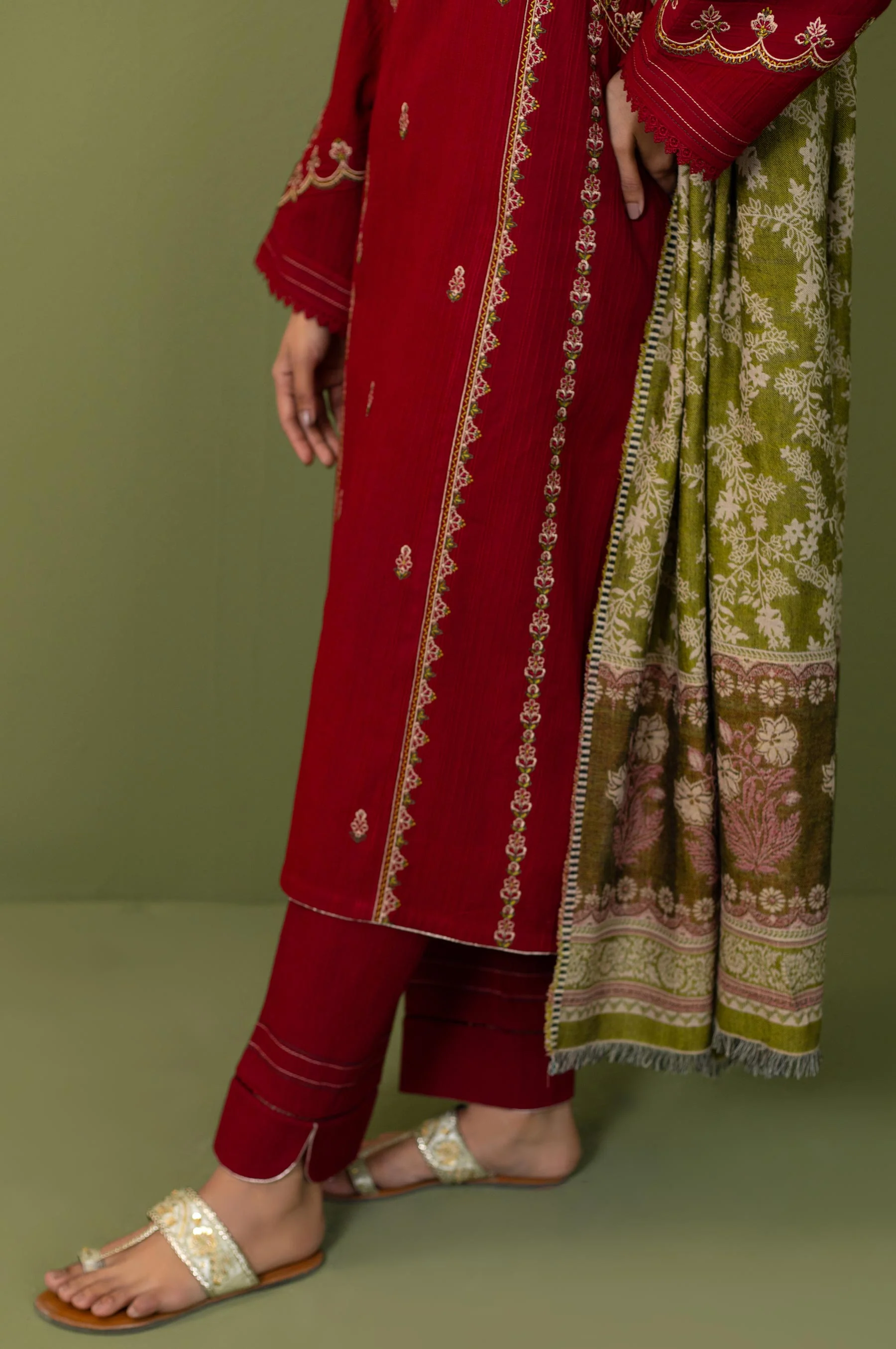 Unstitched 3 Piece Textured Slub Suit - Image 5
