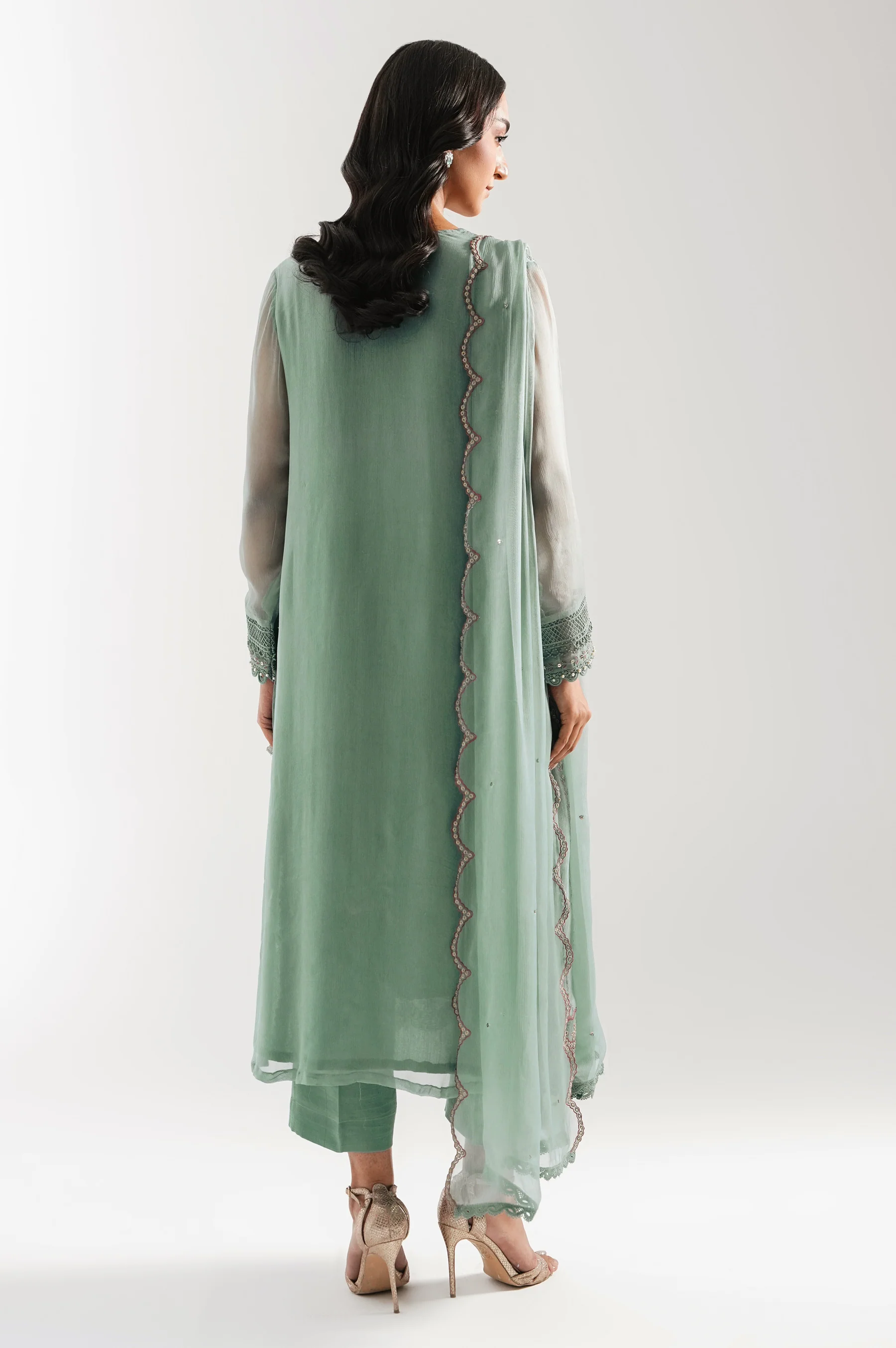 EMBROIDERED CHIFFON UNSTITCHED SHIRT BOTTOM - Image 5