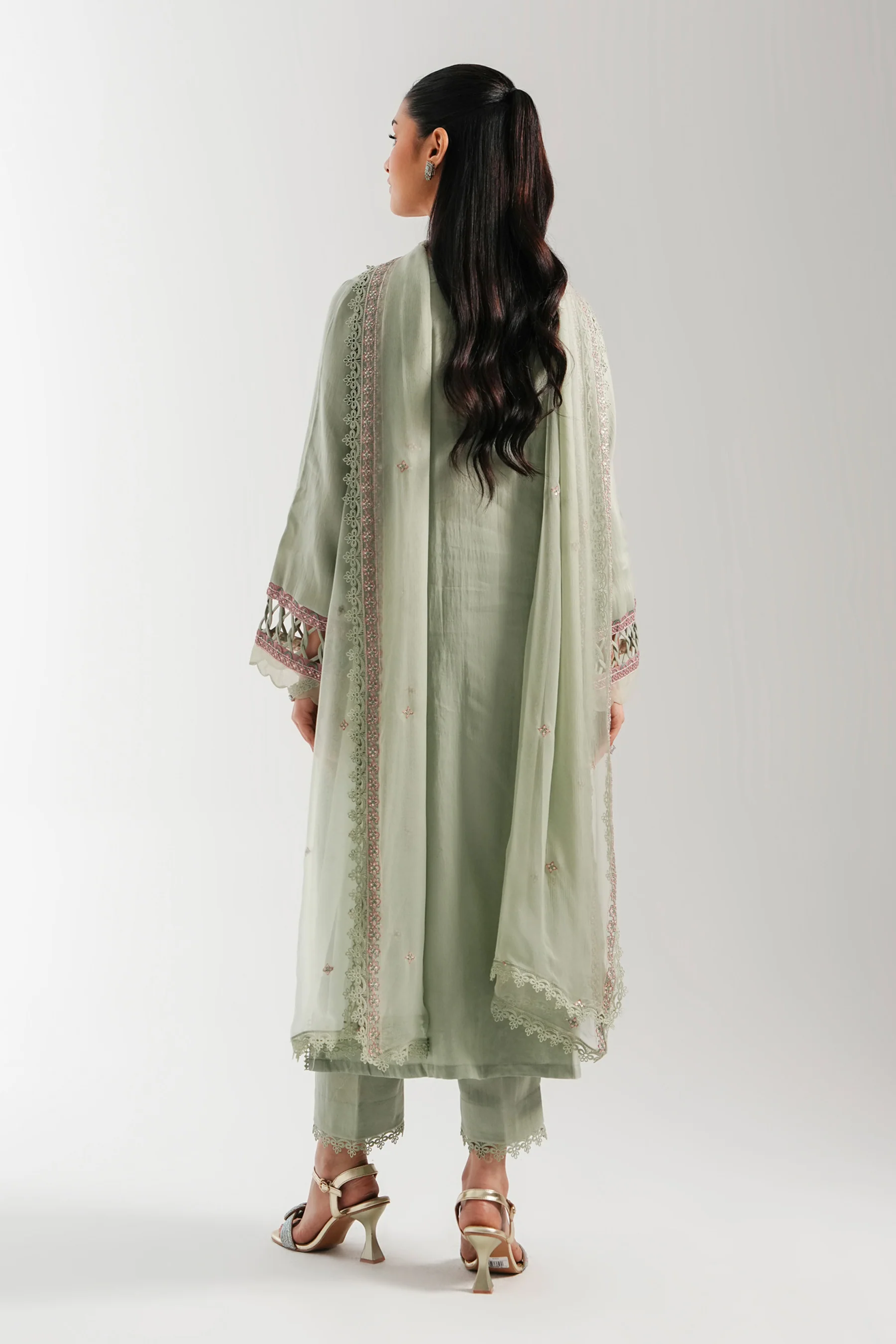 EMBROIDERED COTTON SATIN UNSTITCHED SHIRT BOTTOM - Image 4