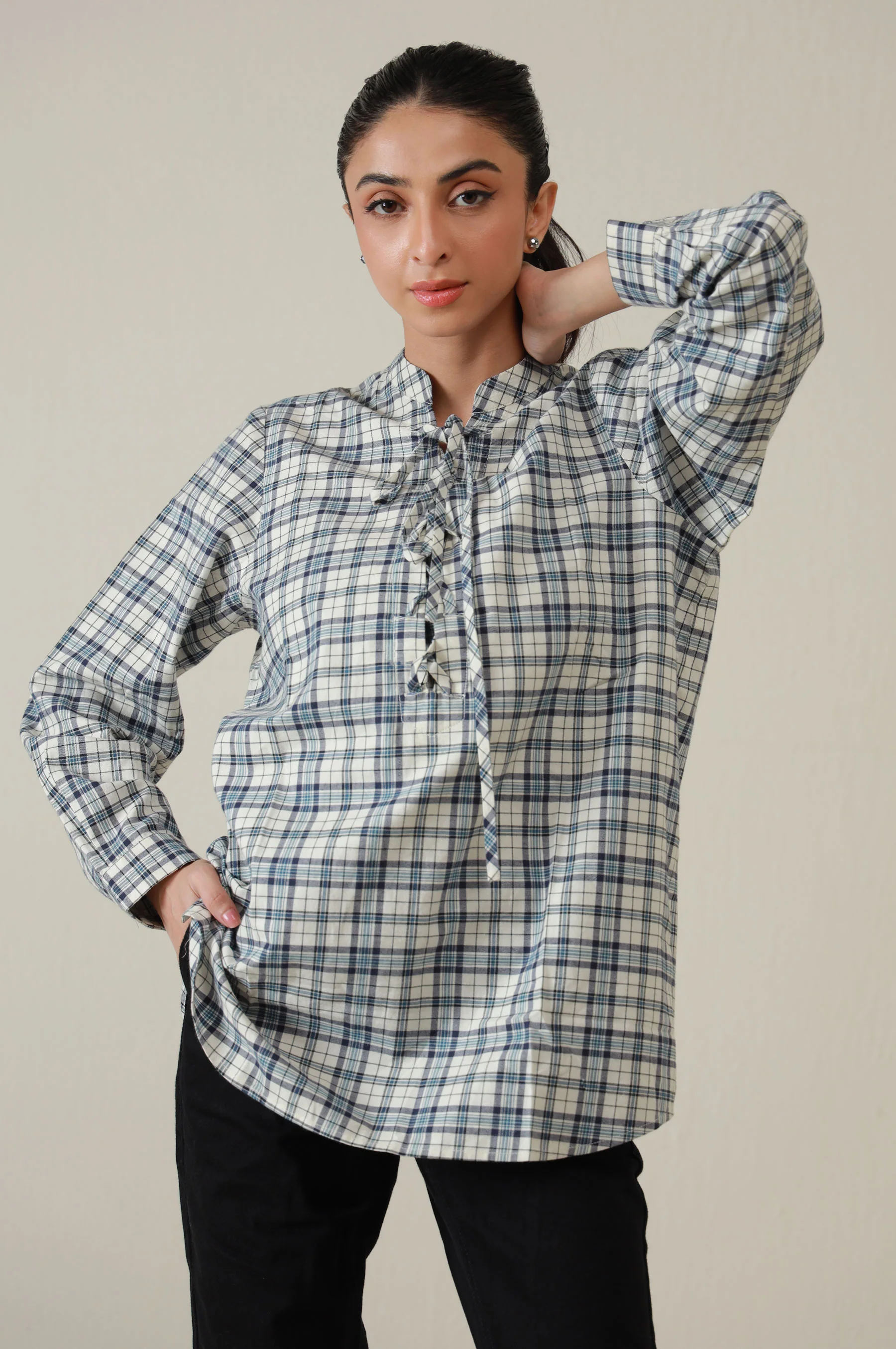 Western Top - Blue/Off White - Image 5