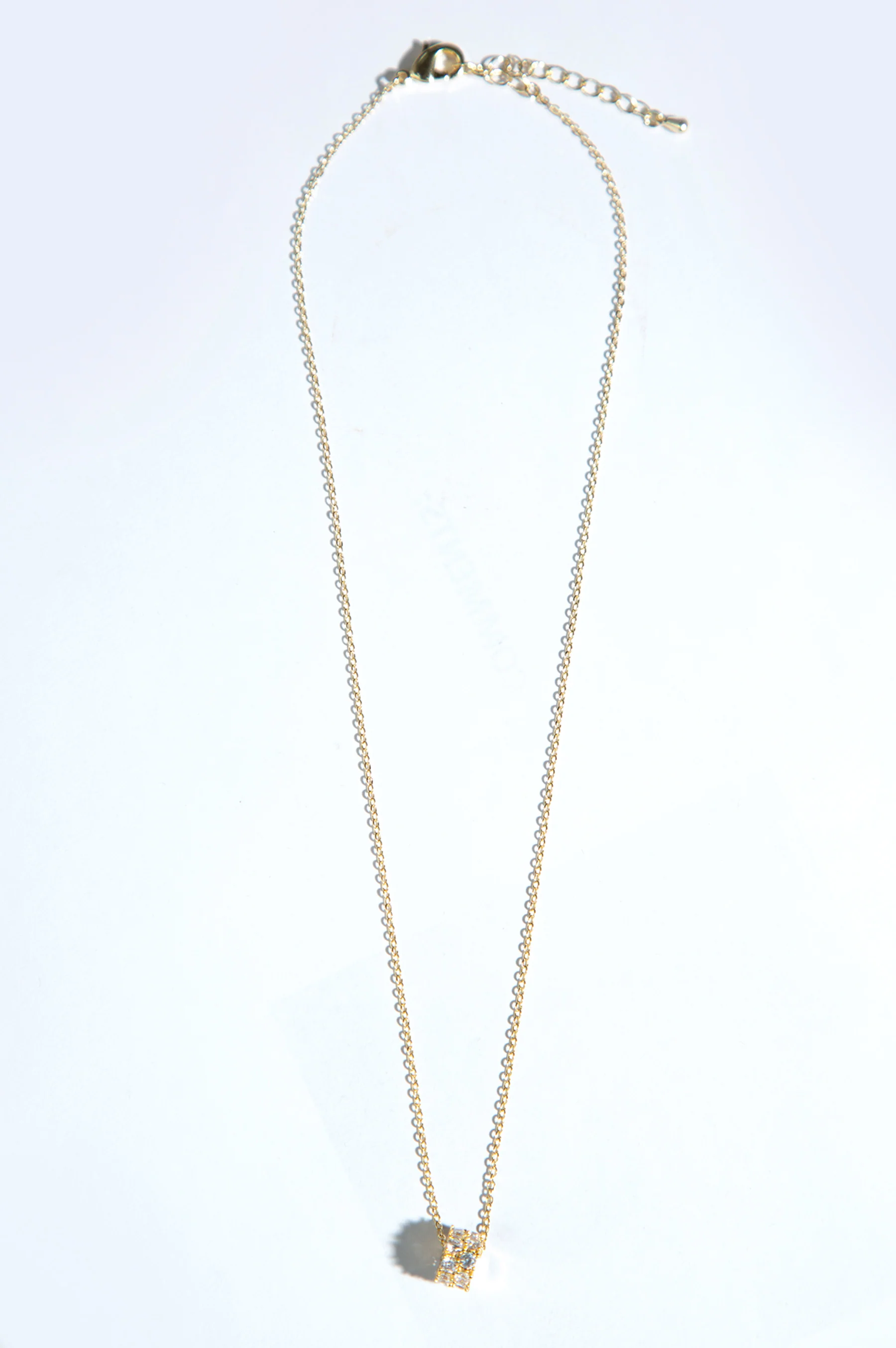 Golden White CZ Locket With Chain - Image 3