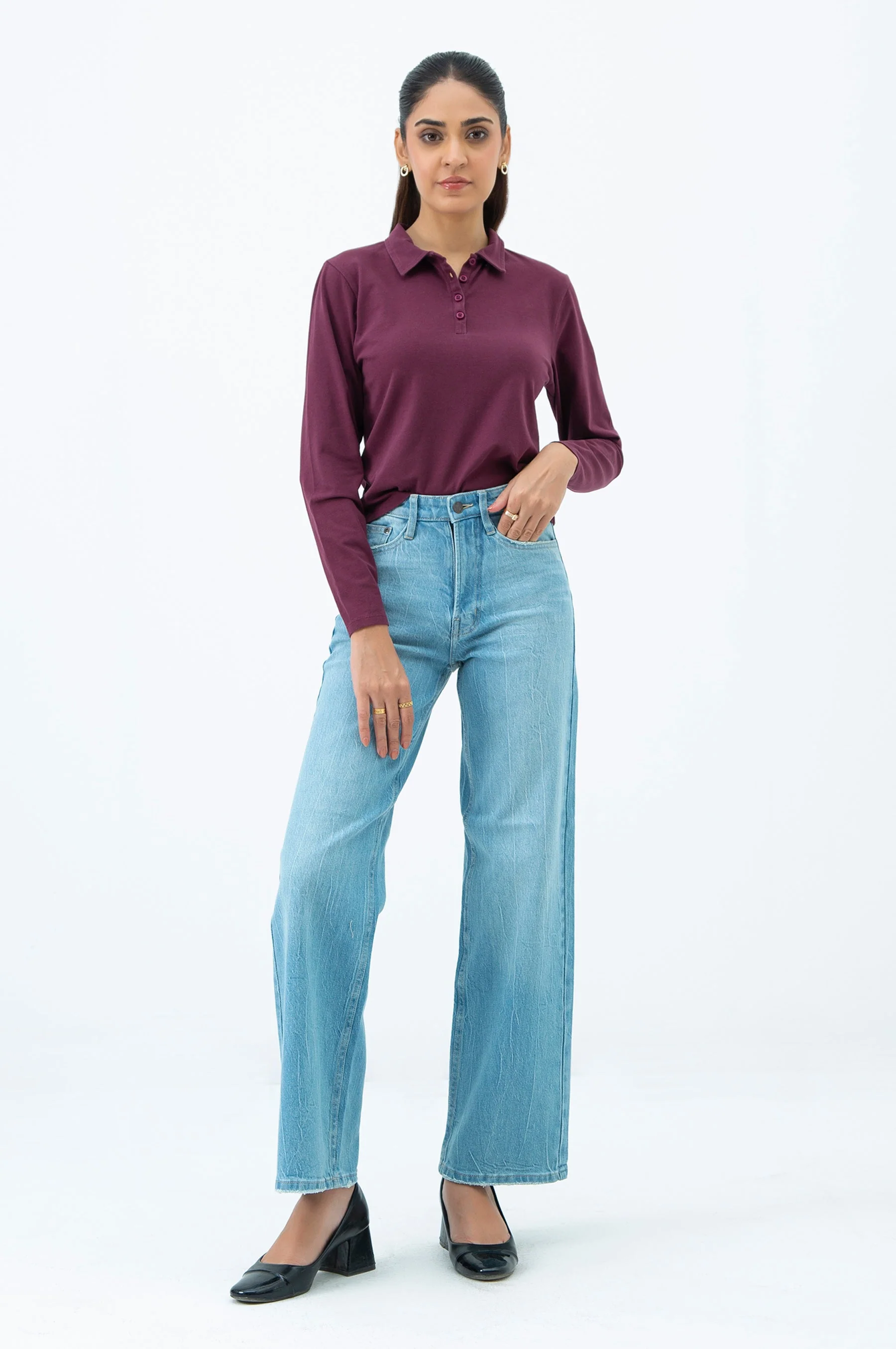WIDE LEG DENIM PANTS (FACTORY E-OUTLET) - Image 2