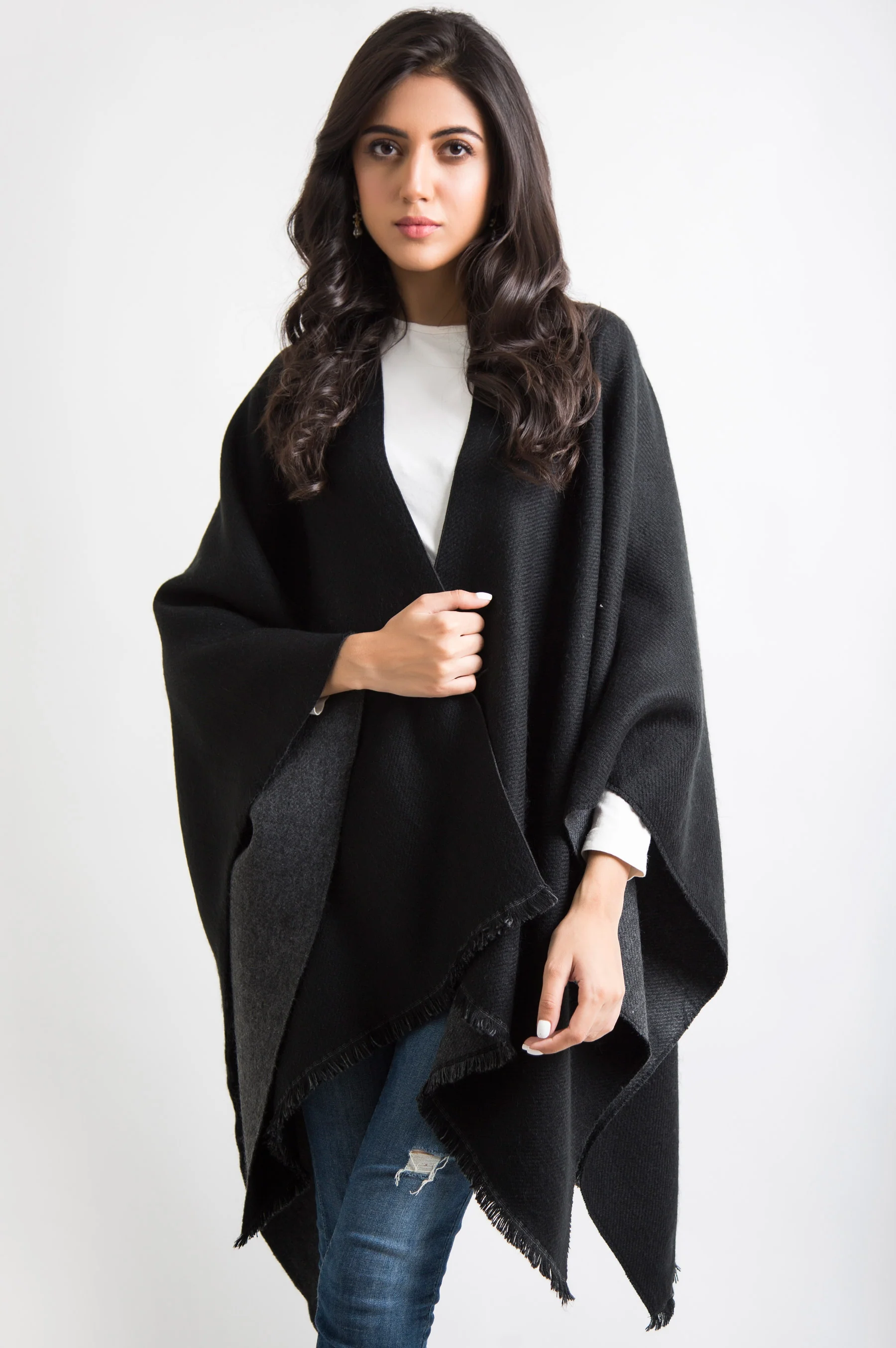 Woven Reversible Poncho Shawl