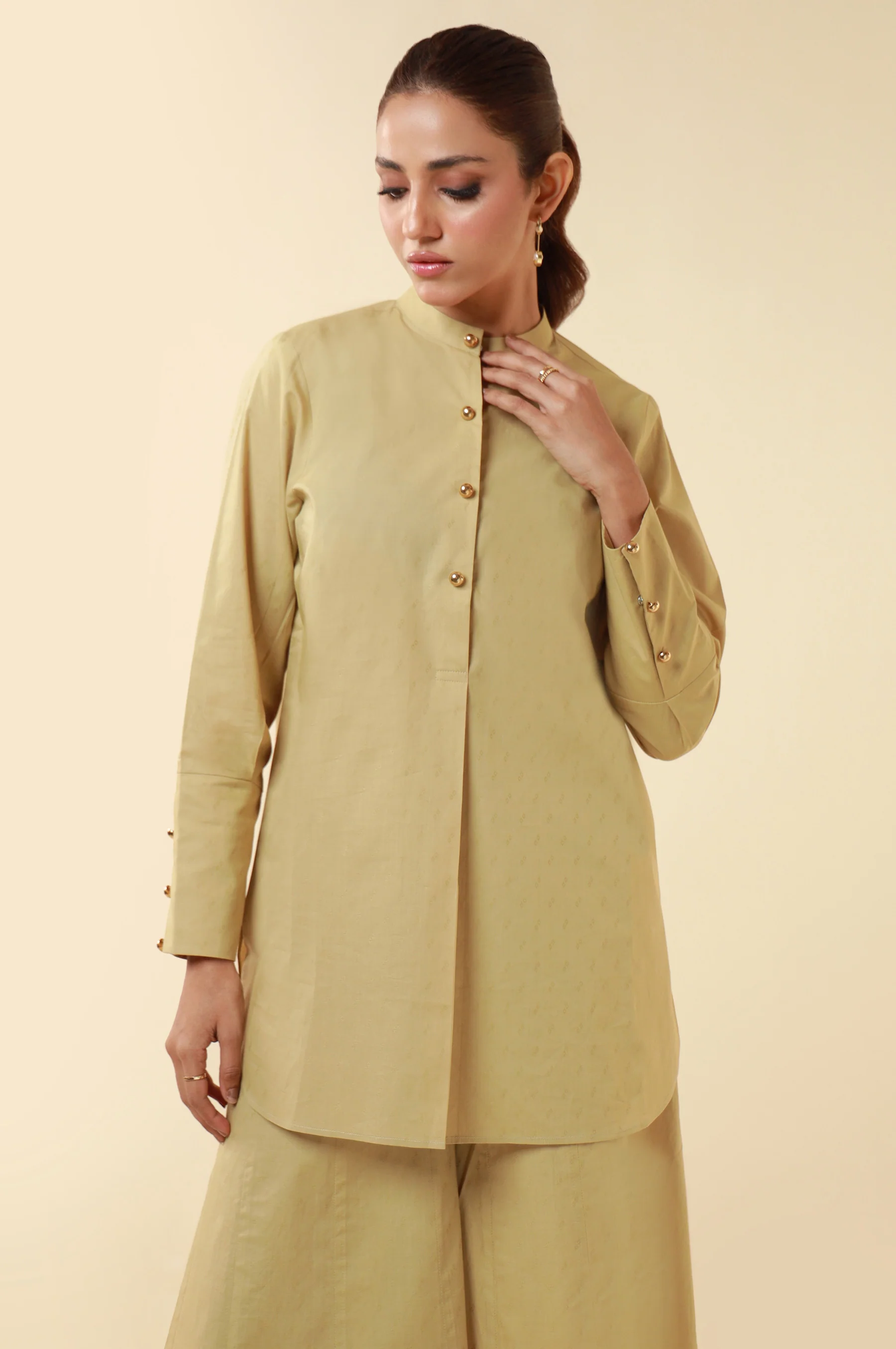 Zeen Western Dobby Co-ord Set - Khaki Yellow - Image 5