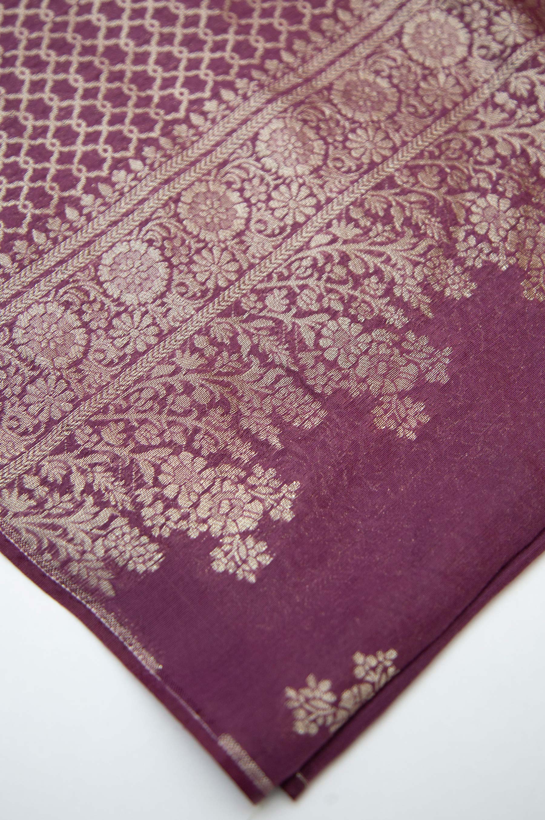 Printed Jacquard Dupatta - Purple - Image 2