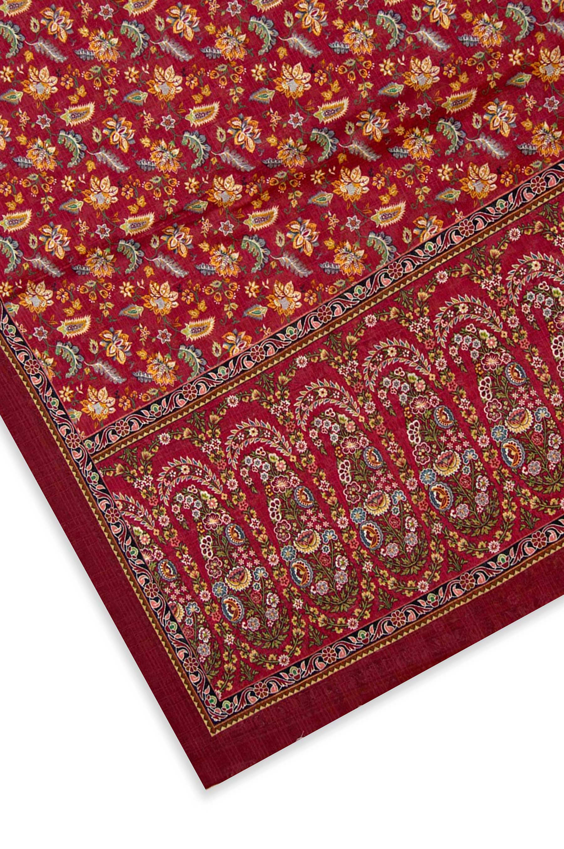 Printed Kantha Cotton Dupatta - Pink