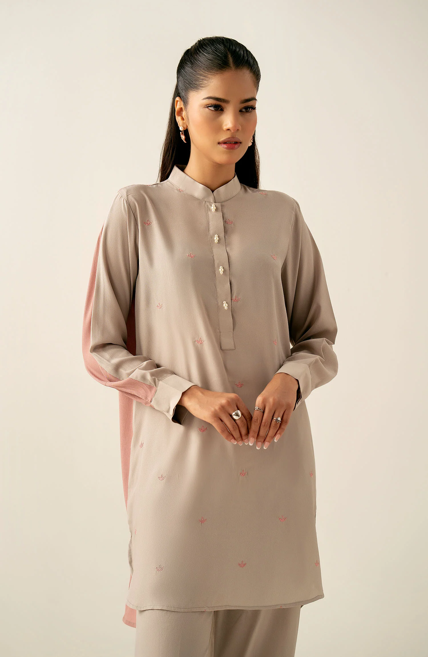 Zeen Western Silk Co-ord Set - Grey - Image 4
