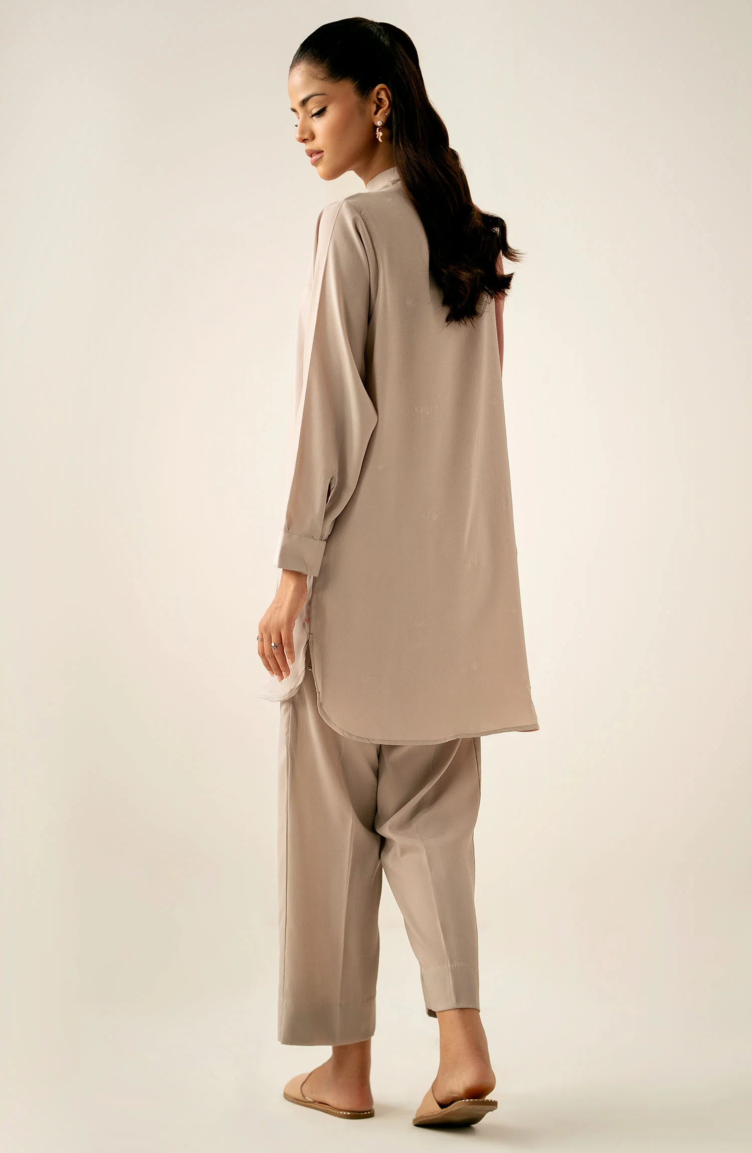 Zeen Western Silk Co-ord Set - Grey - Image 5