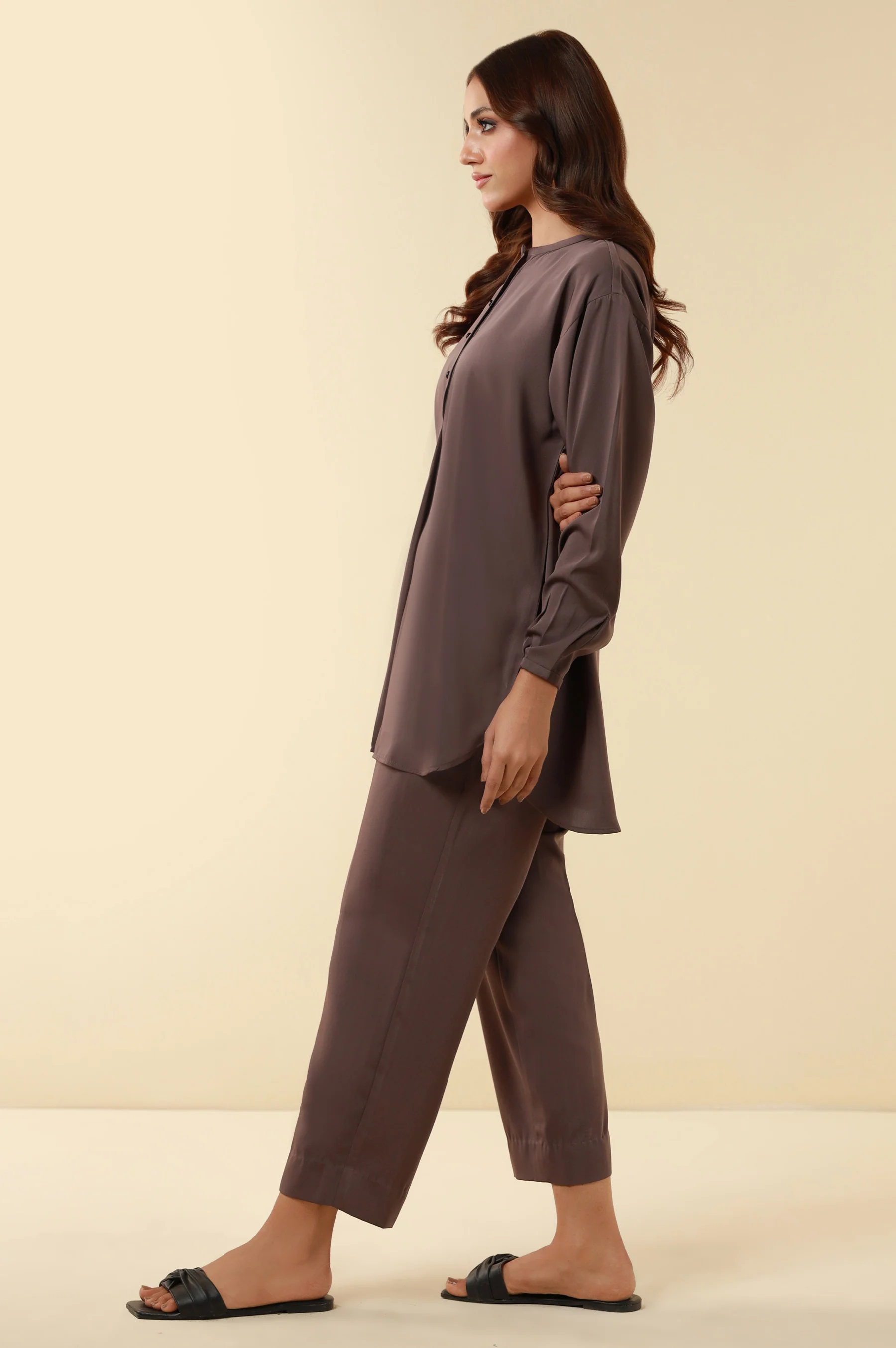 Zeen Western Silk Co-ord Set - Grey - Image 5
